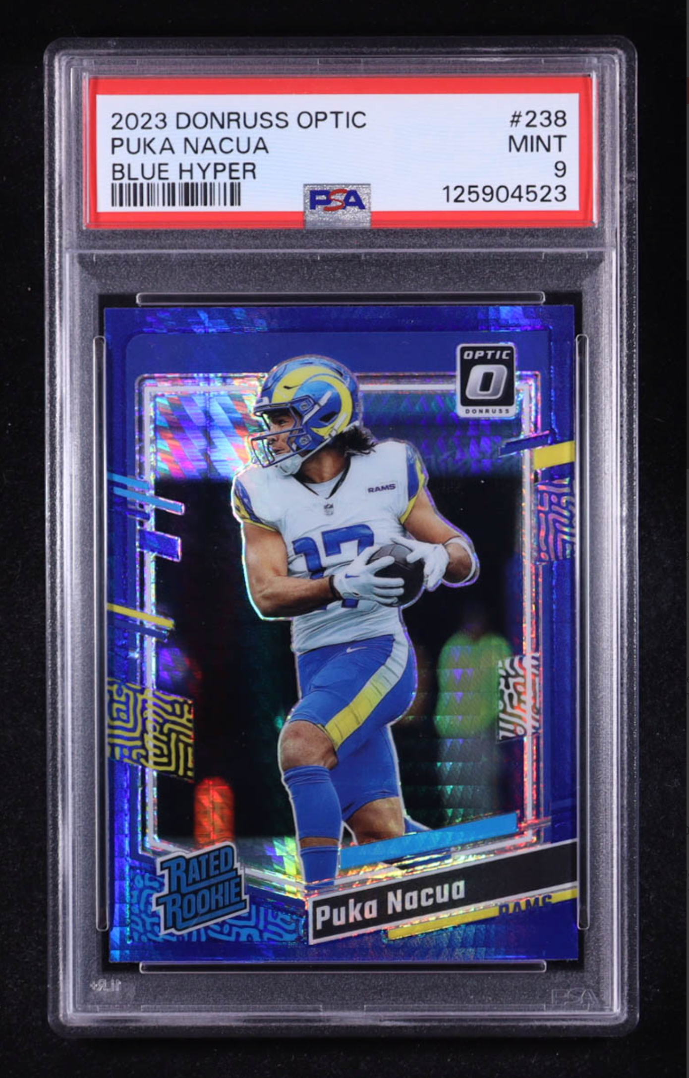 Puka Nacua 2023 Donruss Optic Blue Hyper #238 RR RC (PSA 9) authentic-signatures
