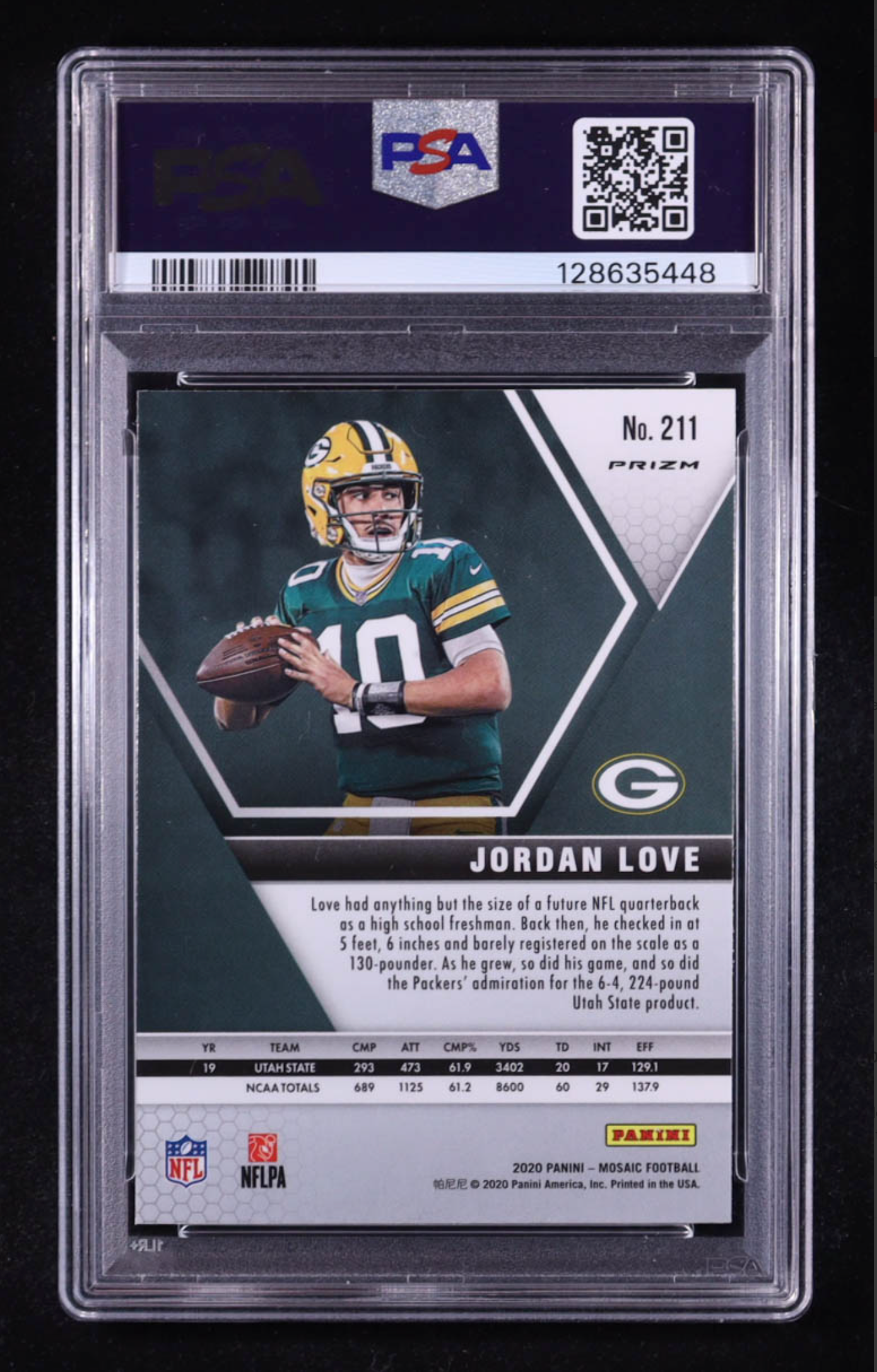 Jordan Love 2020 Panini Mosaic Green Mosaic #211 RC (PSA 10) authentic-signatures