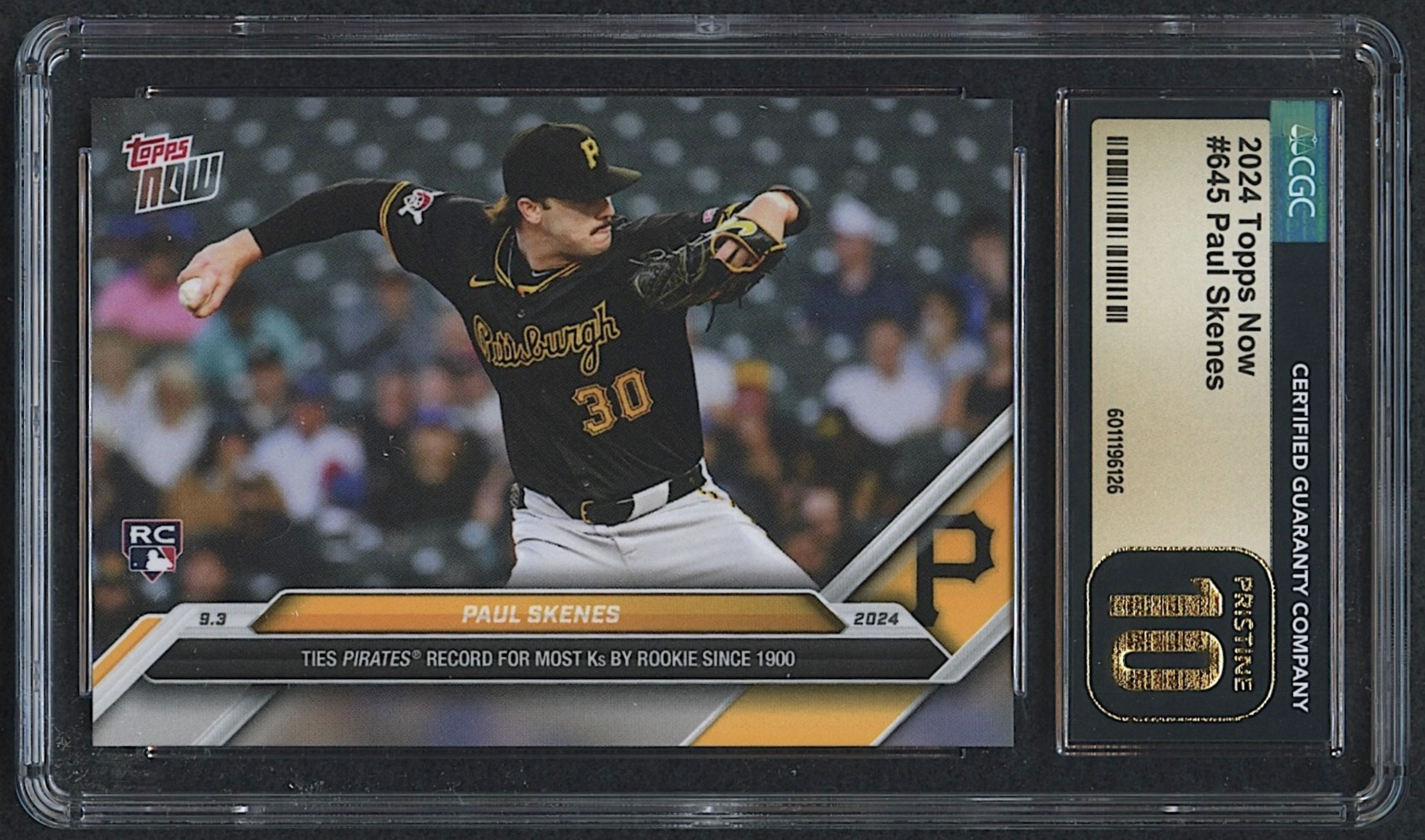 Paul Skenes 2024 Topps Now #645 RC (CGC Pristine 10) authentic-signatures