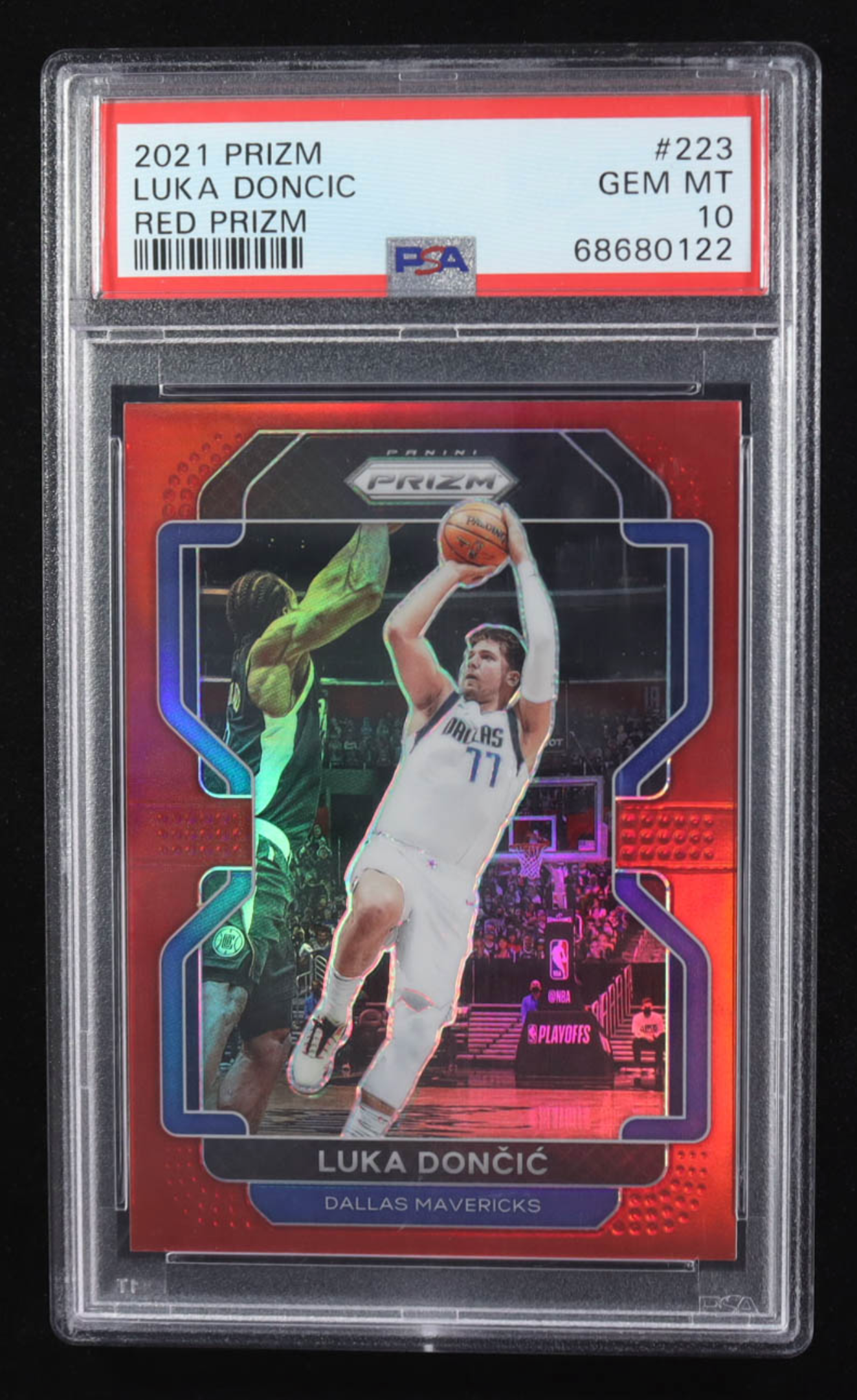 Luka Doncic 2021-22 Panini Prizm Prizms Red #223 #182/299 (PSA 10) authentic-signatures