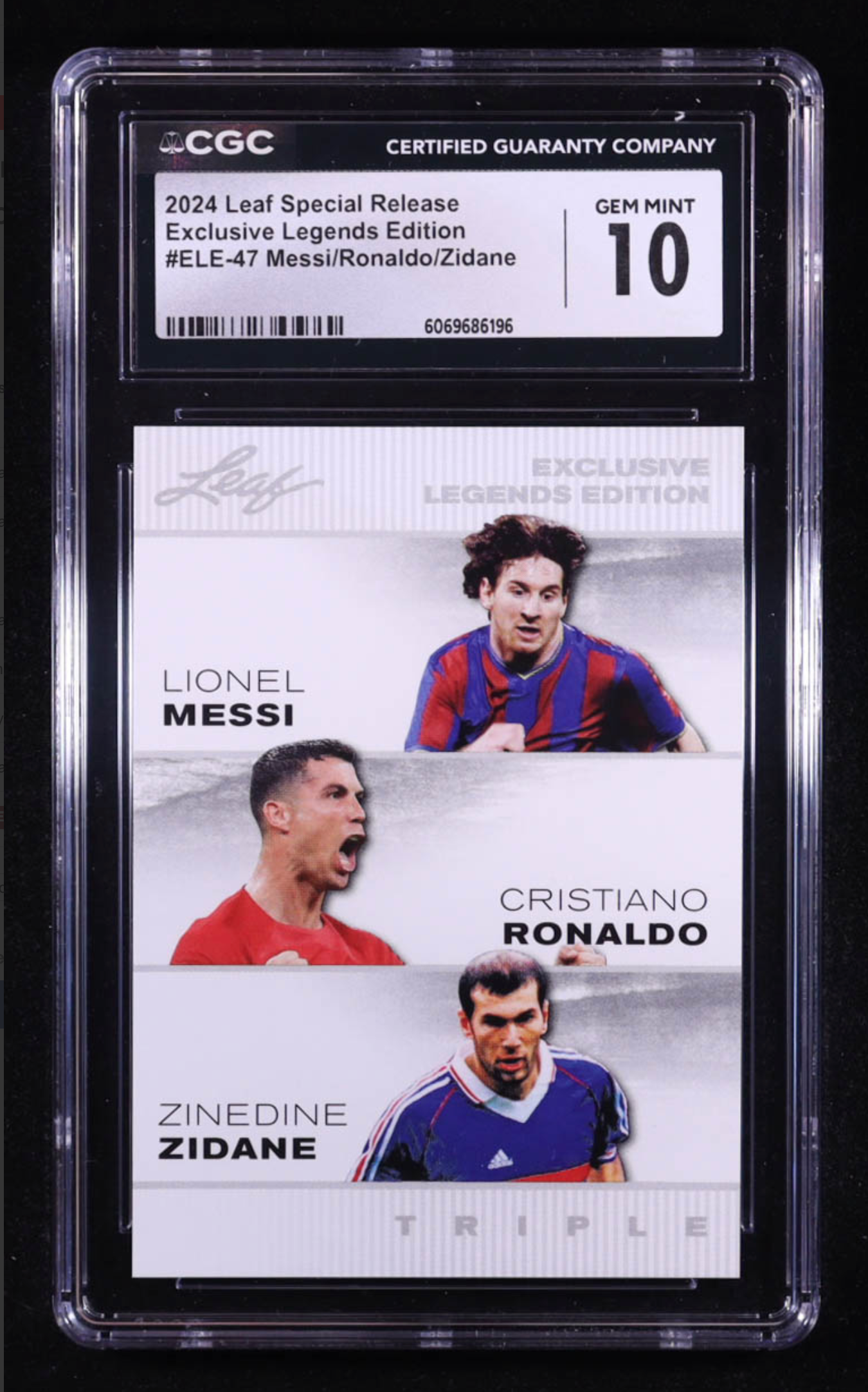 Lionel Messi / Cristiano Ronaldo / Zinedine Zidane 2024 Leaf Special Release Exclusive Legends Edition (CGC 10) authentic-signatures