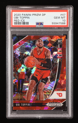 Obi Toppin 2020-21 Panini Prizm Draft Picks Prizms Red Ice #47 RC (PSA 10)