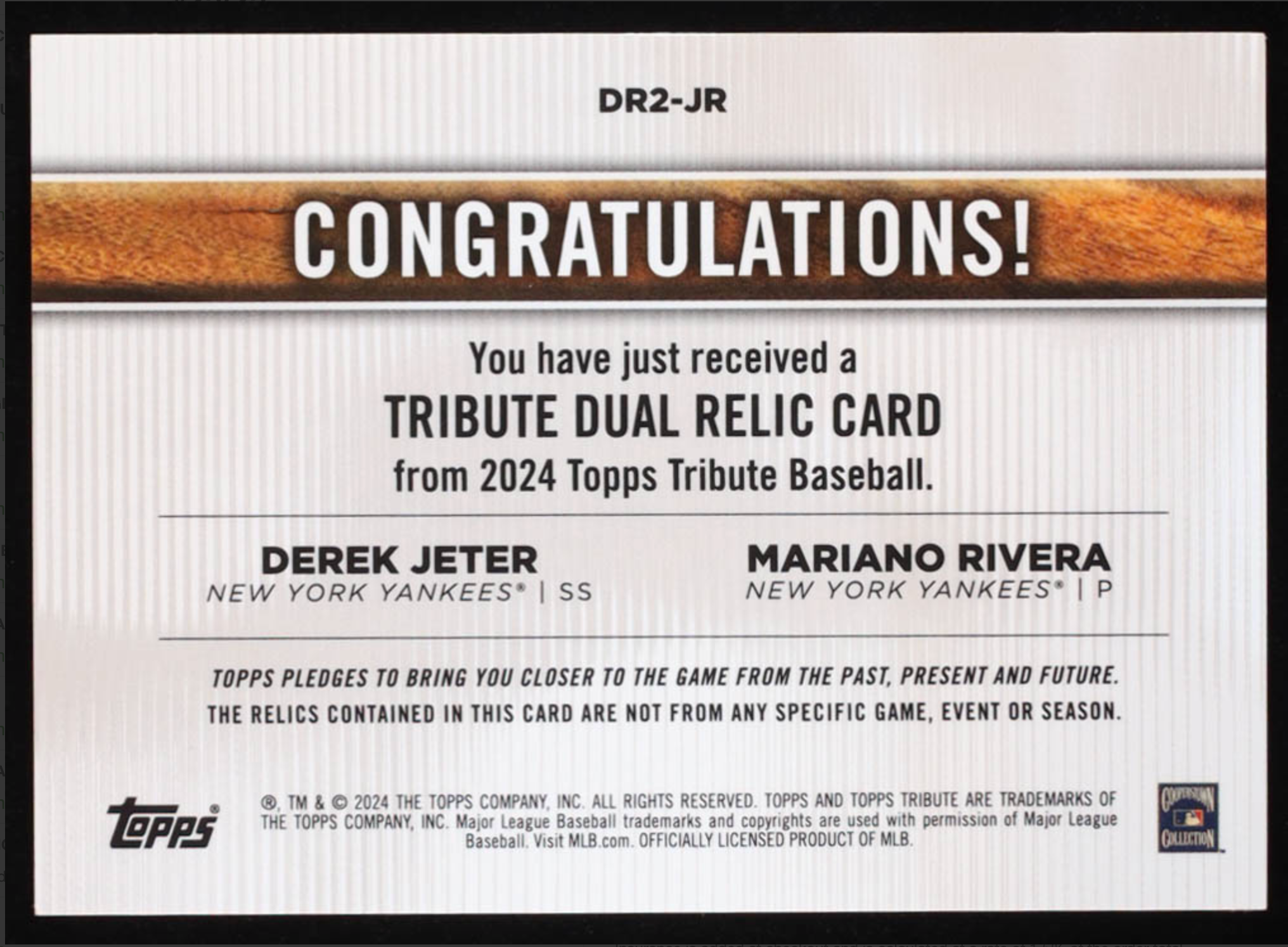 Mariano Rivera / Derek Jeter 2024 Topps Tribute Dual Player Relics Orange #DR2JR #25/25 authentic-signatures