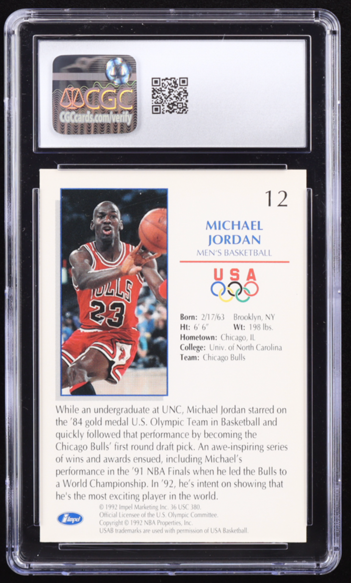 Michael Jordan 1992 Impel U.S. Olympic Hopefuls #12 (CGC 10) authentic-signatures