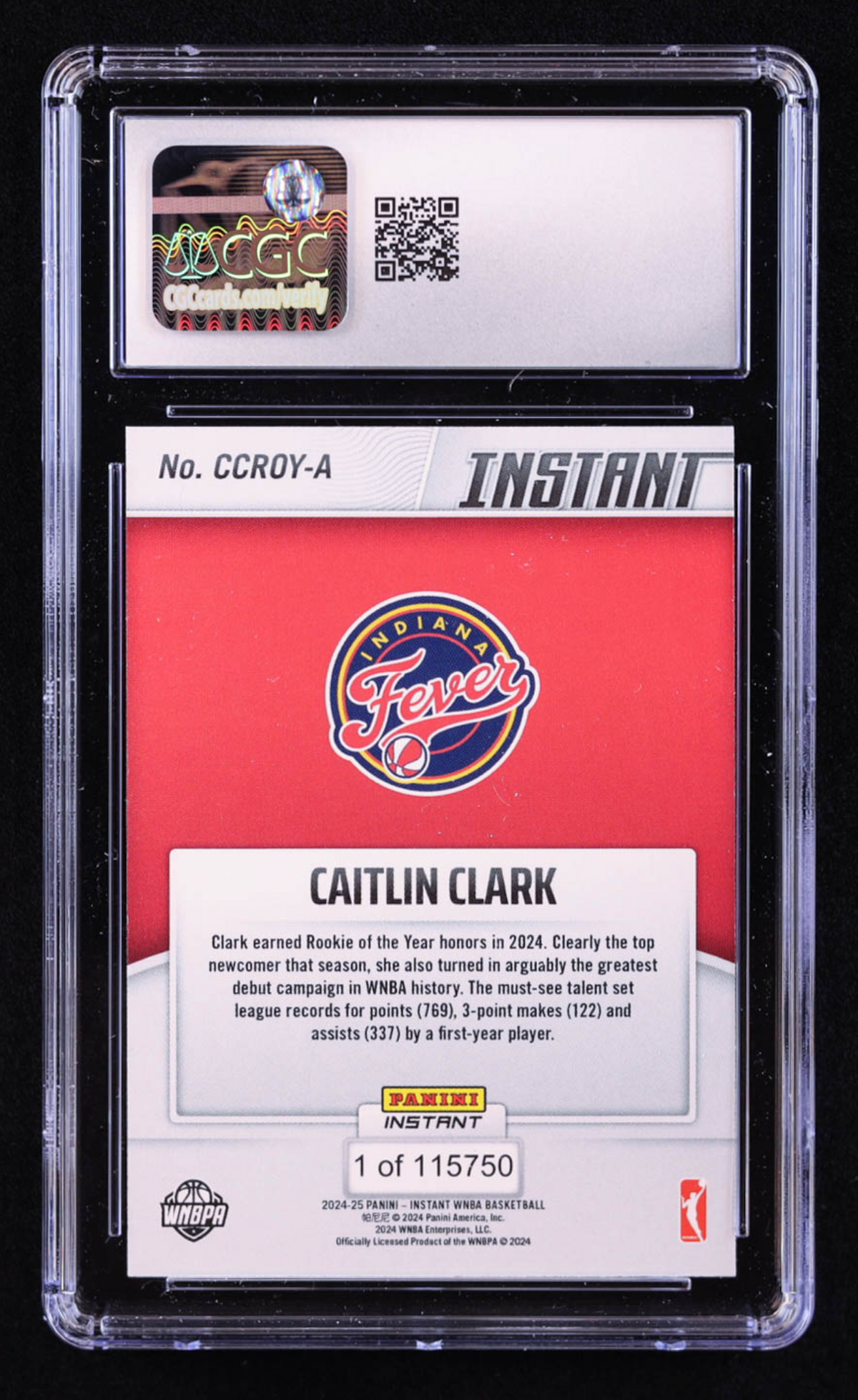 Caitlin Clark 2024 Panini Instant WNBA Caitlin Clark Rookie of the Year #CCROYA RC (CGC 10) authentic-signatures Trading C...