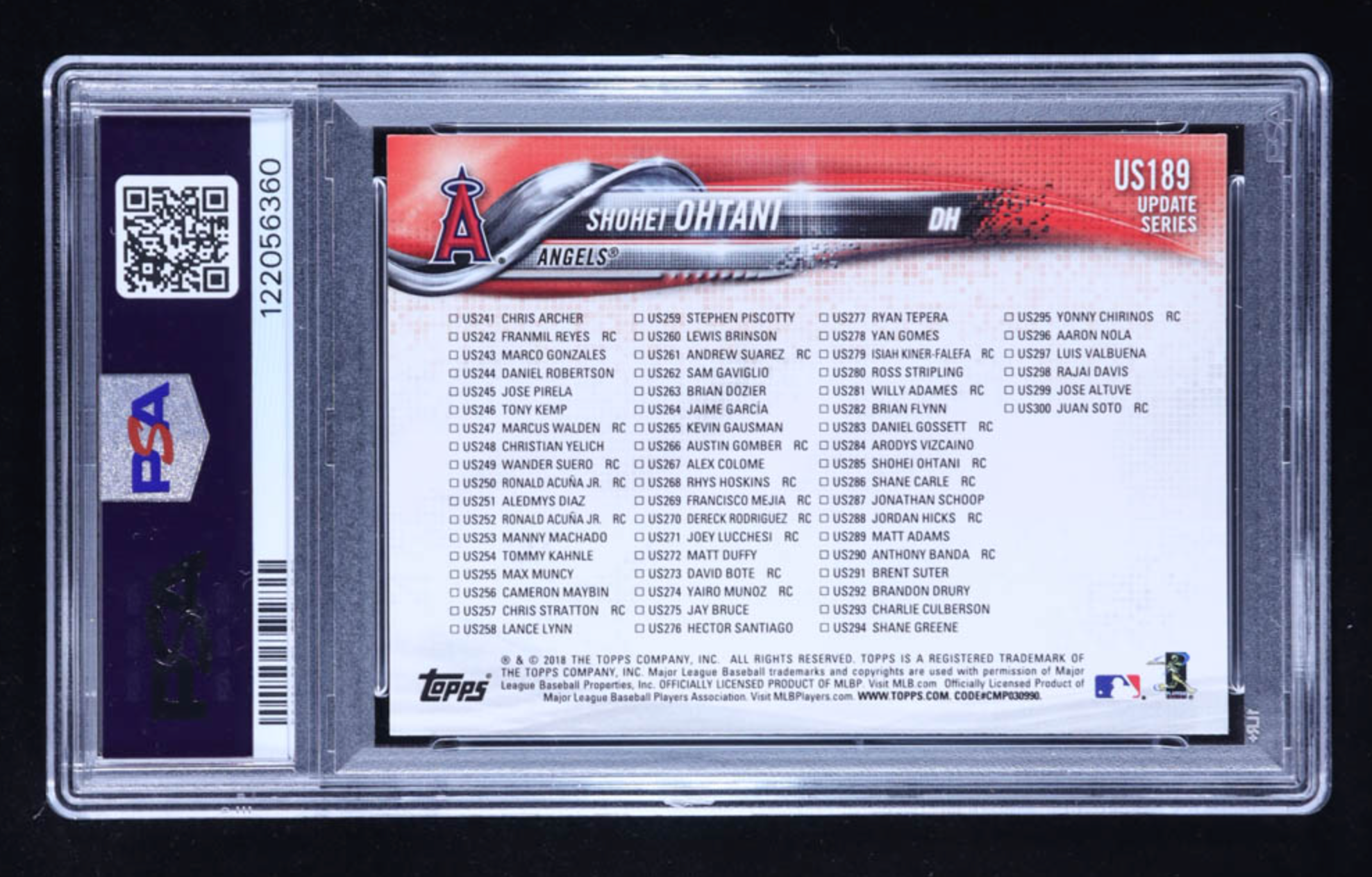Shohei Ohtani 2018 Topps Update #US189 HL RC (PSA 9) authentic-signatures