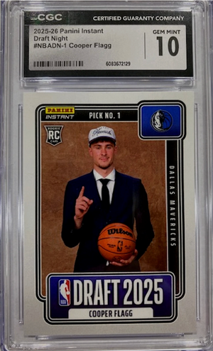 Cooper Flagg 2025-26 Panini Instant Draft Night #NBADN1 RC (CGC 10)