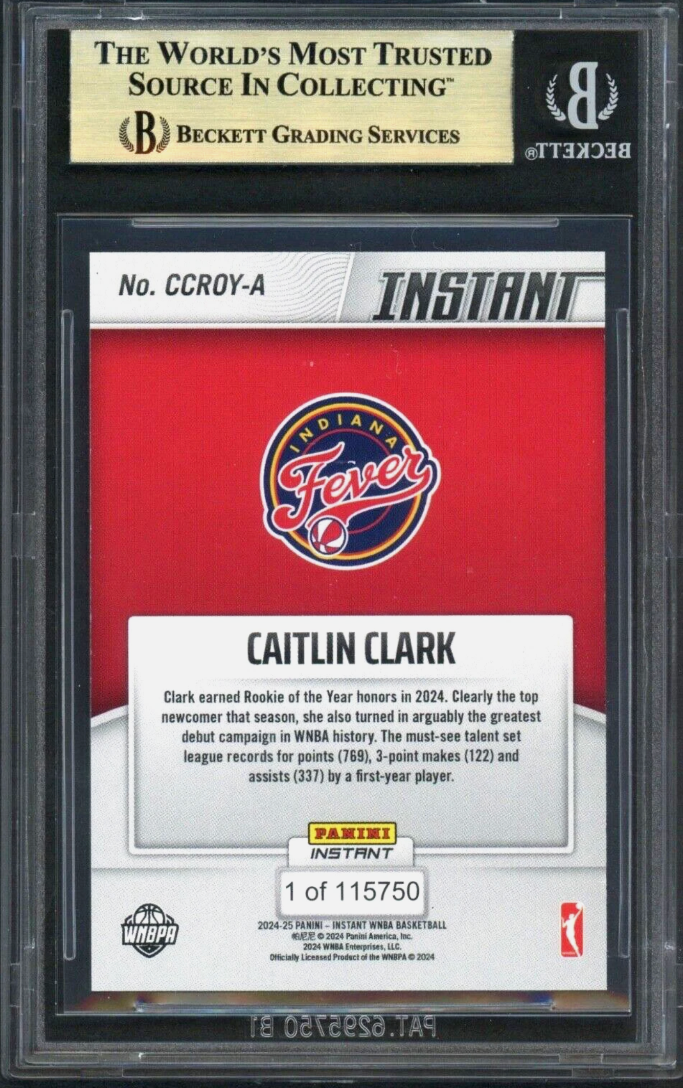 Caitlin Clark 2024 Panini Instant #CCROYA (BGS 9.5) authentic-signatures