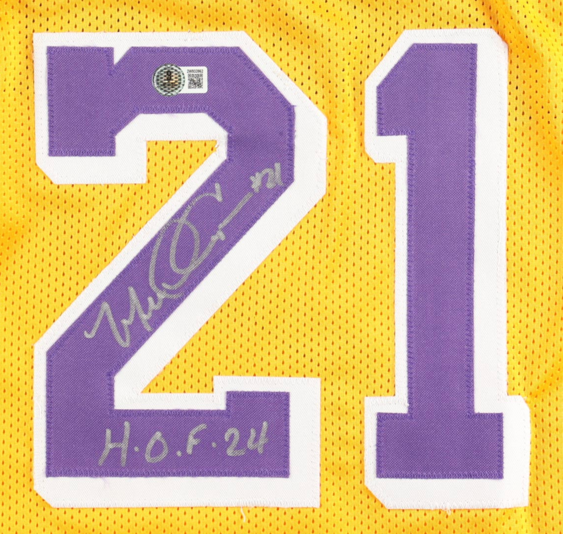 Maillot Custom Domicile Los Angeles Lakers signe "HOF21" par Michael Cooper certifie par Beckett authentic-signatures