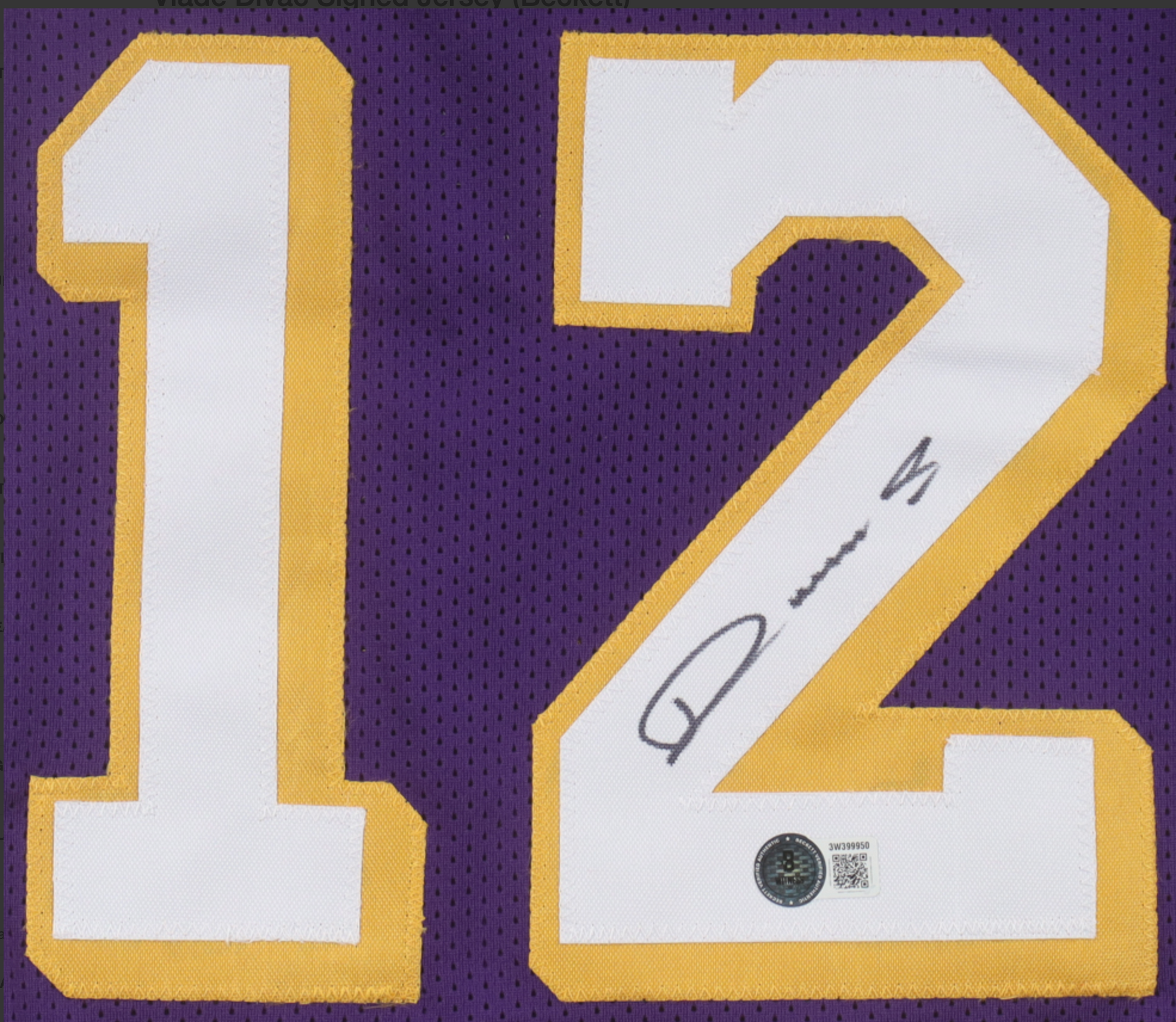 Maillot Custom Exterieur Los Angeles Lakers signe par Vlade Divac  certifie par Beckett authentic-signatures