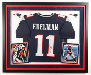 Cadre Maillot authentique signe par Julian Edelman certifie par PSA