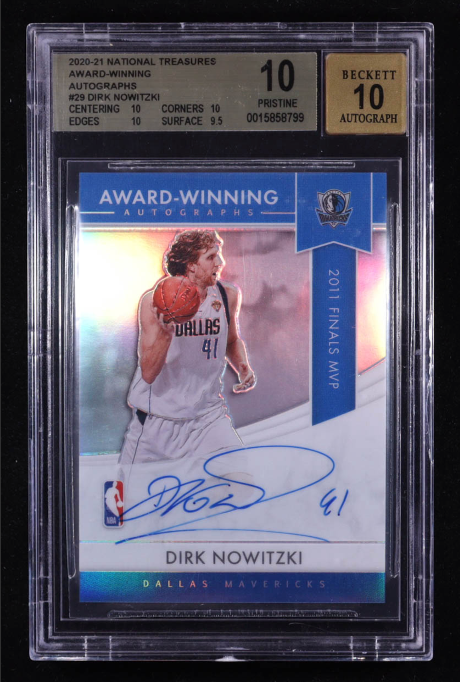 Dirk Nowitzki 2020-21 Panini National Treasures Award-Winning Autographs #29 (BGS 10) authentic-signatures