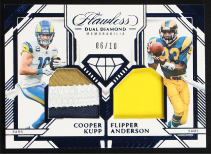 Cooper Kupp / Flipper Anderson 2023 Panini Flawless Dual Diamond Memorabilia Sapphire #14 #06/10 authentic-signatures