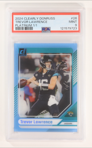 Trevor Lawrence 2024 Panini Clearly Donruss Platinum #26 #1/1 (PSA 9)