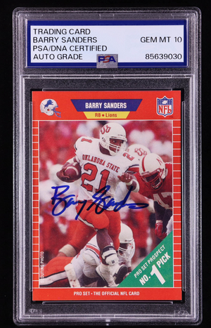 Barry Sanders Signed 1989 Pro Set #494 RC (PSA | Auto 10) authentic-signatures