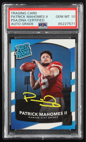 Patrick Mahomes II Signed 2017 Donruss #327 RR RC (PSA | Auto 10)