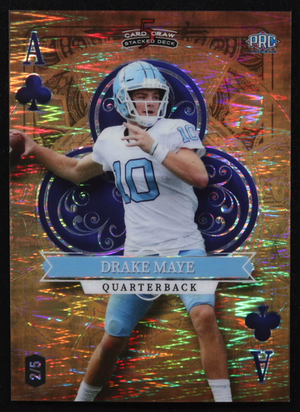 Drake Maye 2023 Wild Card 5 Card Draw Stacked Deck Ace of Clubs Gold Shock #DM RC #2/5