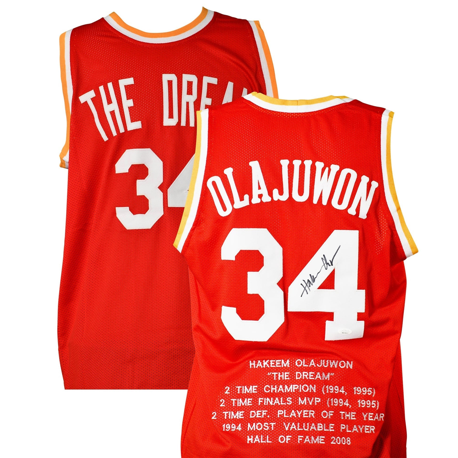 Hakeem Olajuwon Signed Career Highlight Stat Jersey - "The Dream" authentic-signatures
