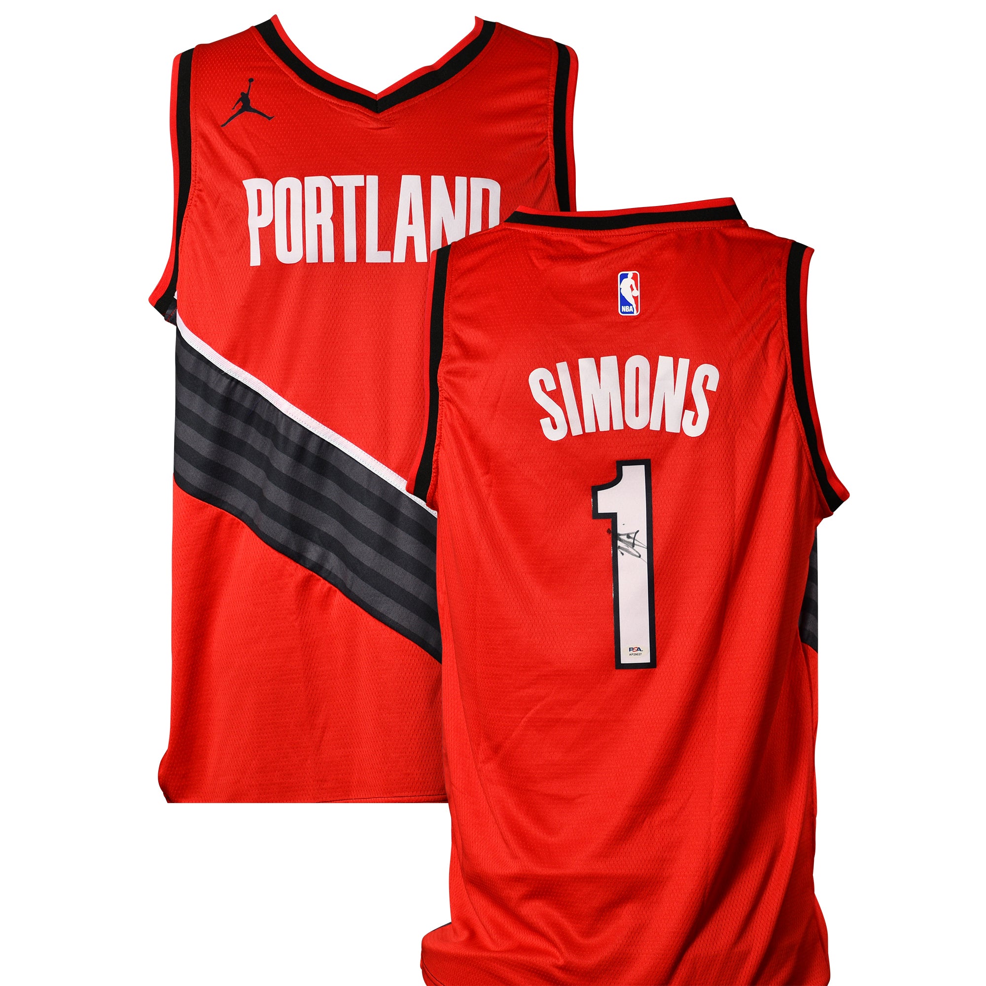 ANFERNEE SIMONS SIGNED TRAIL BLAZERS JORDAN AUTHENTIC JERSEY
