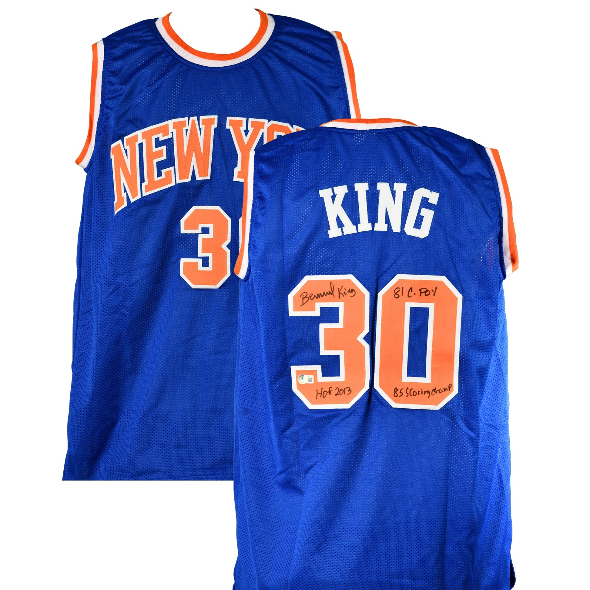 Bernard King Signed New York Knicks Jersey with Triple Inscription authentic-signatures