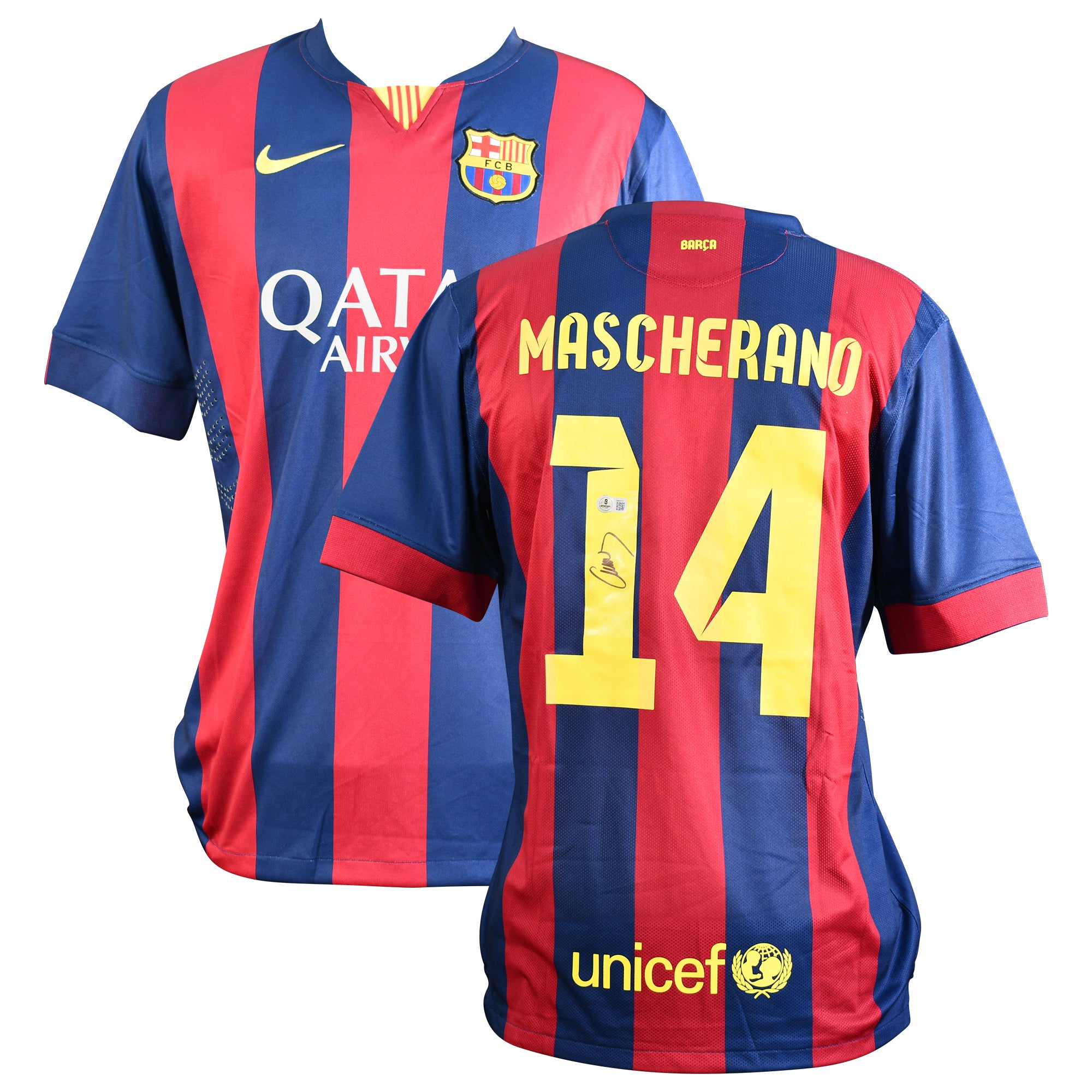 Javier Mascherano Signed Barcelona Nike Authentic Jersey