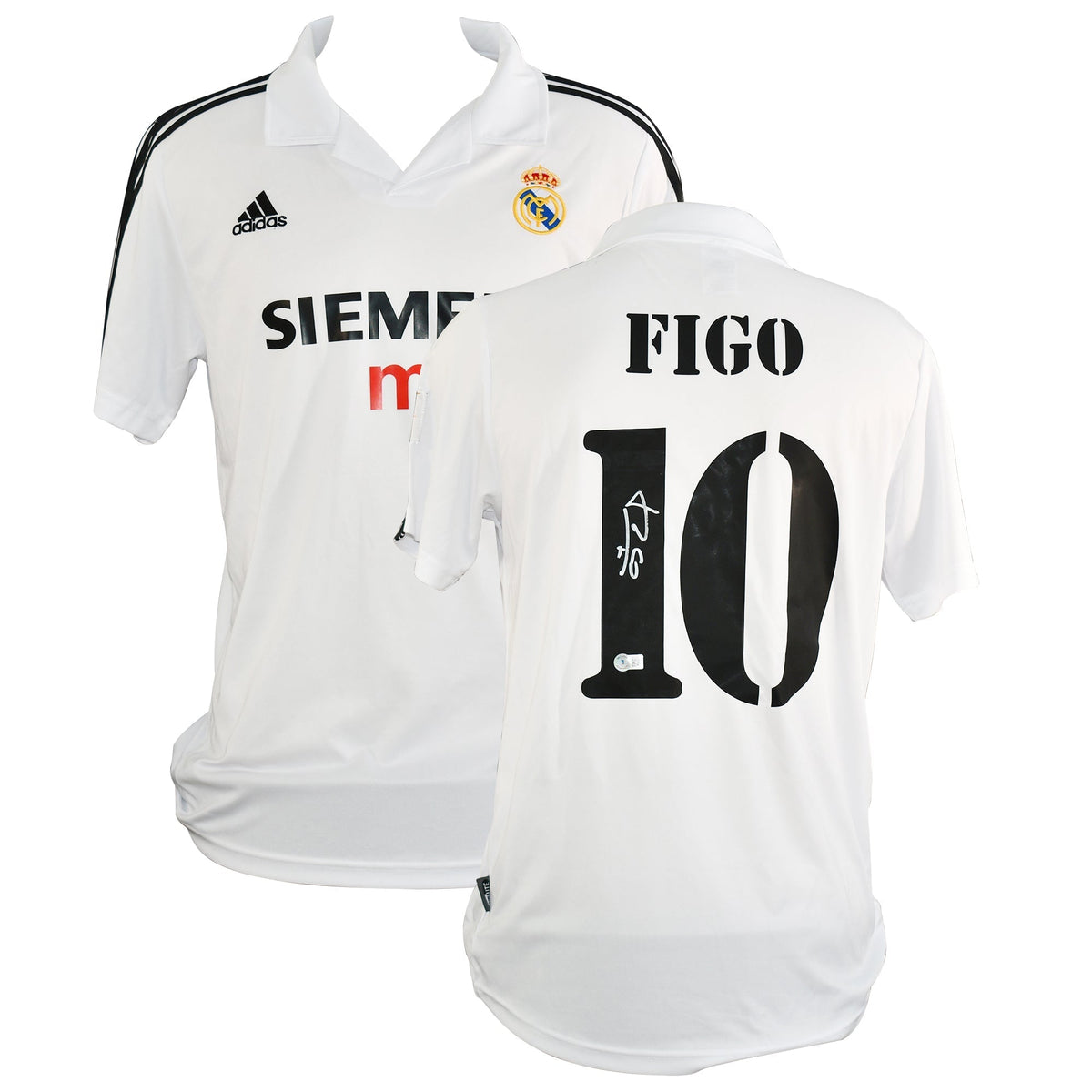 Luis Figo Signed Home 2003-04 Real Madrid Jersey, Certified by Beckett authentic-signatures Football Authentic Signatures