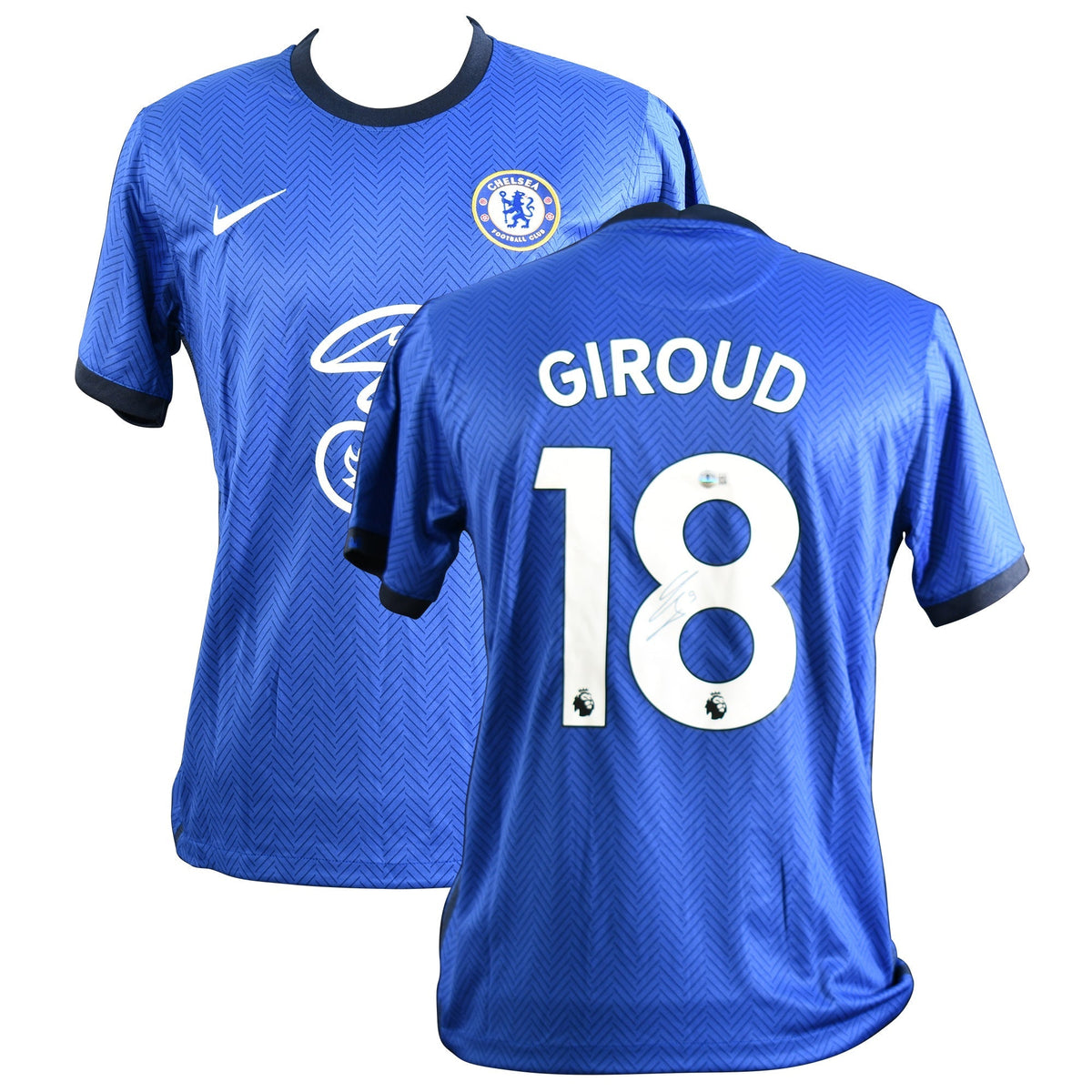 Olivier Giroud Signed Home 2019-20 Chelsea Jersey, Certified by Beckett authentic-signatures Football Authentic Signatures