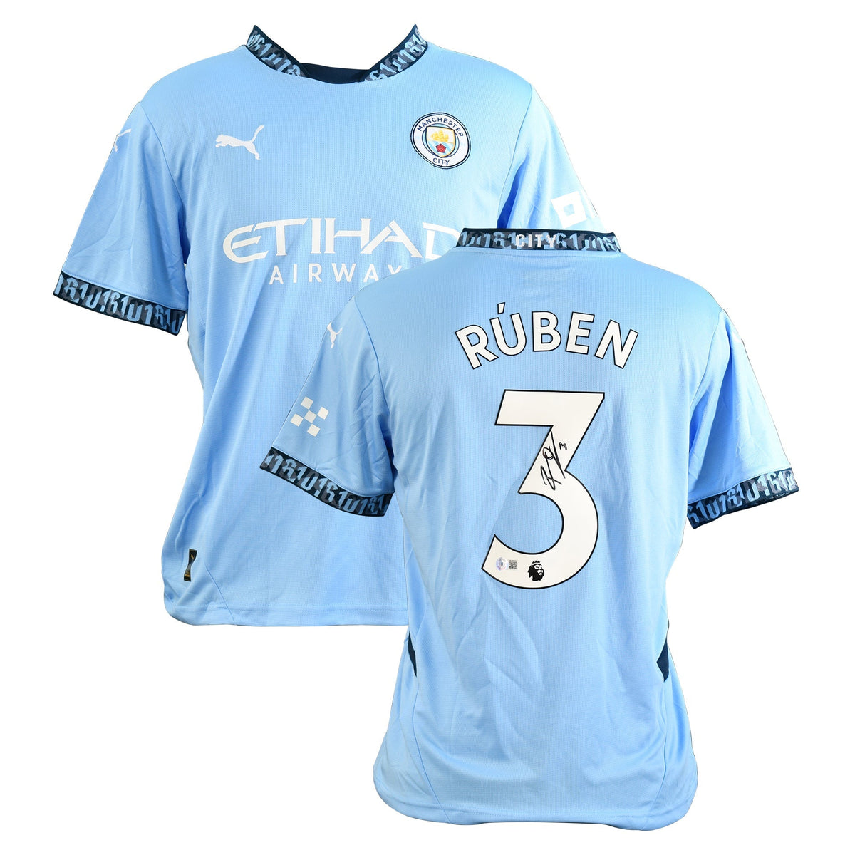 Ruben Dias Signed Home 2021-22 Manchester City Jersey, Certified by Beckett authentic-signatures Football Authentic Signat...