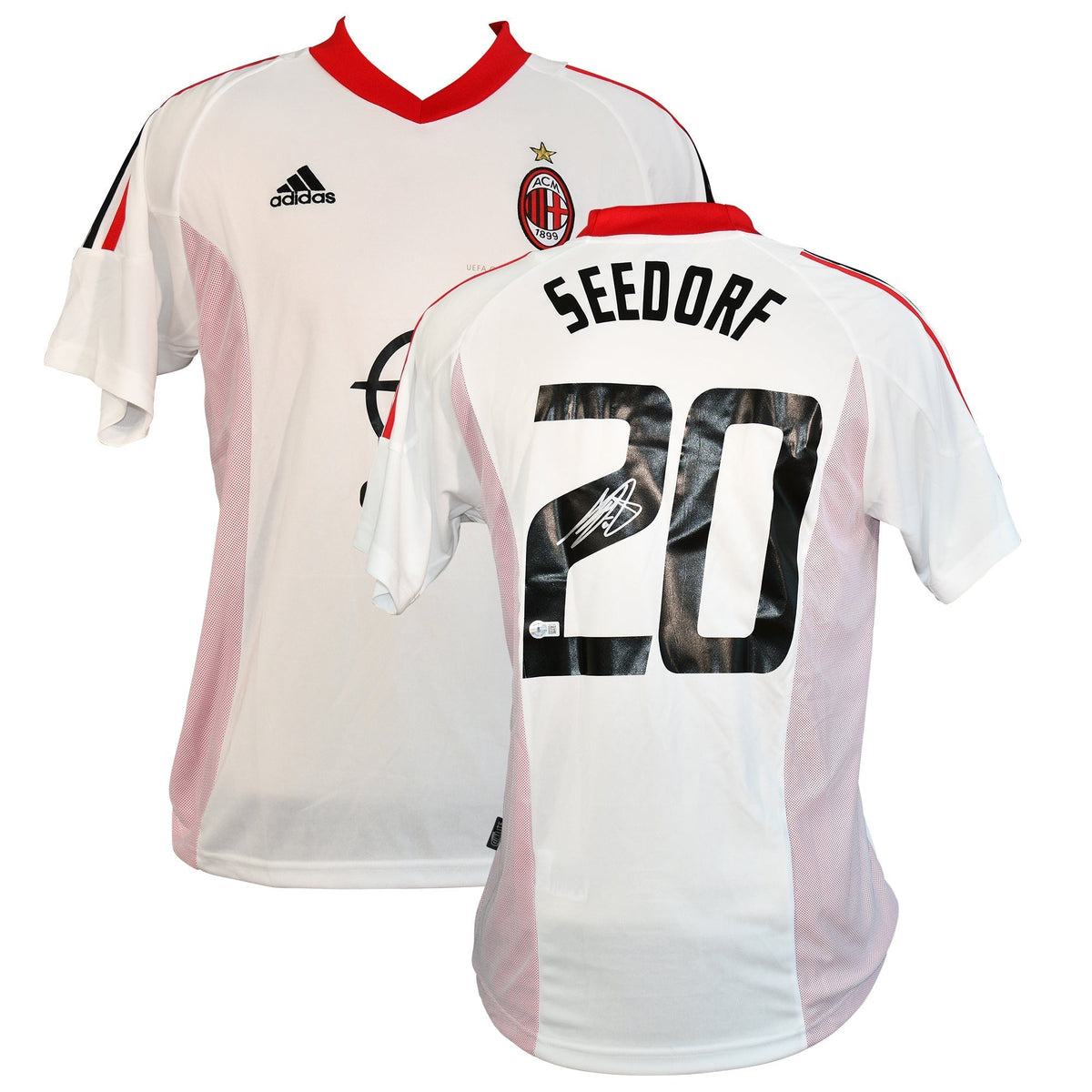 Clarence Seedorf Signed Home Champions League Final 2003 AC Milan Jersey, Certified by Beckett authentic-signatures Footba...