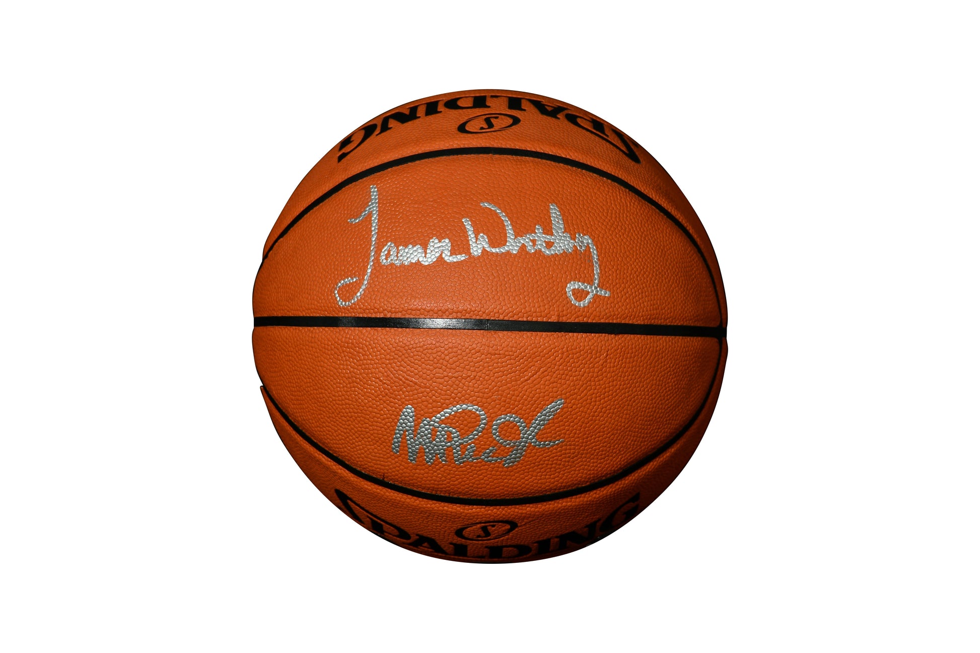 Magic Johnson and James Worthy signed basketball authentic-signatures