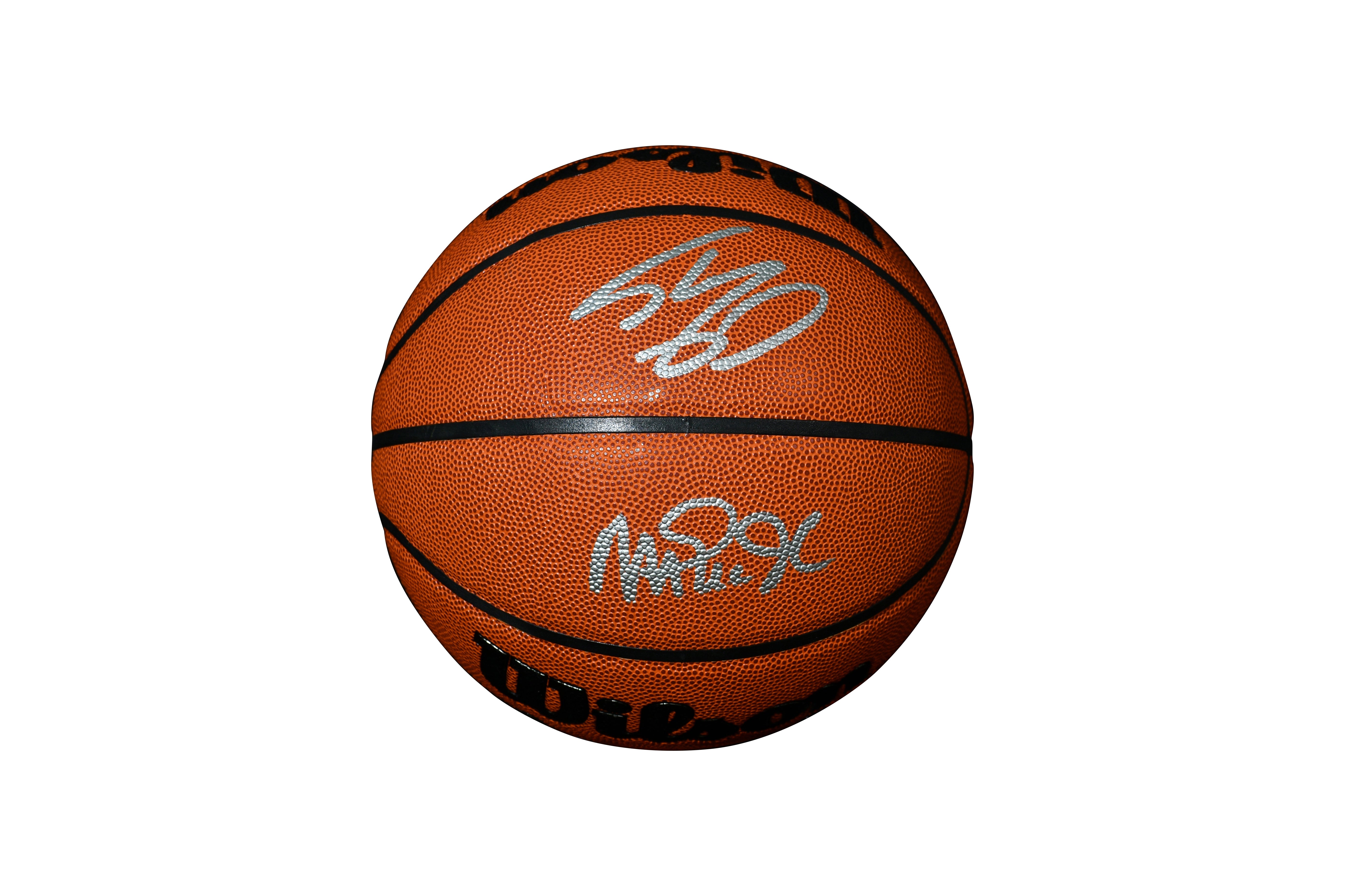 Magic Johnson & Shaquille O'Neal Signed NBA Basketball with Display Case