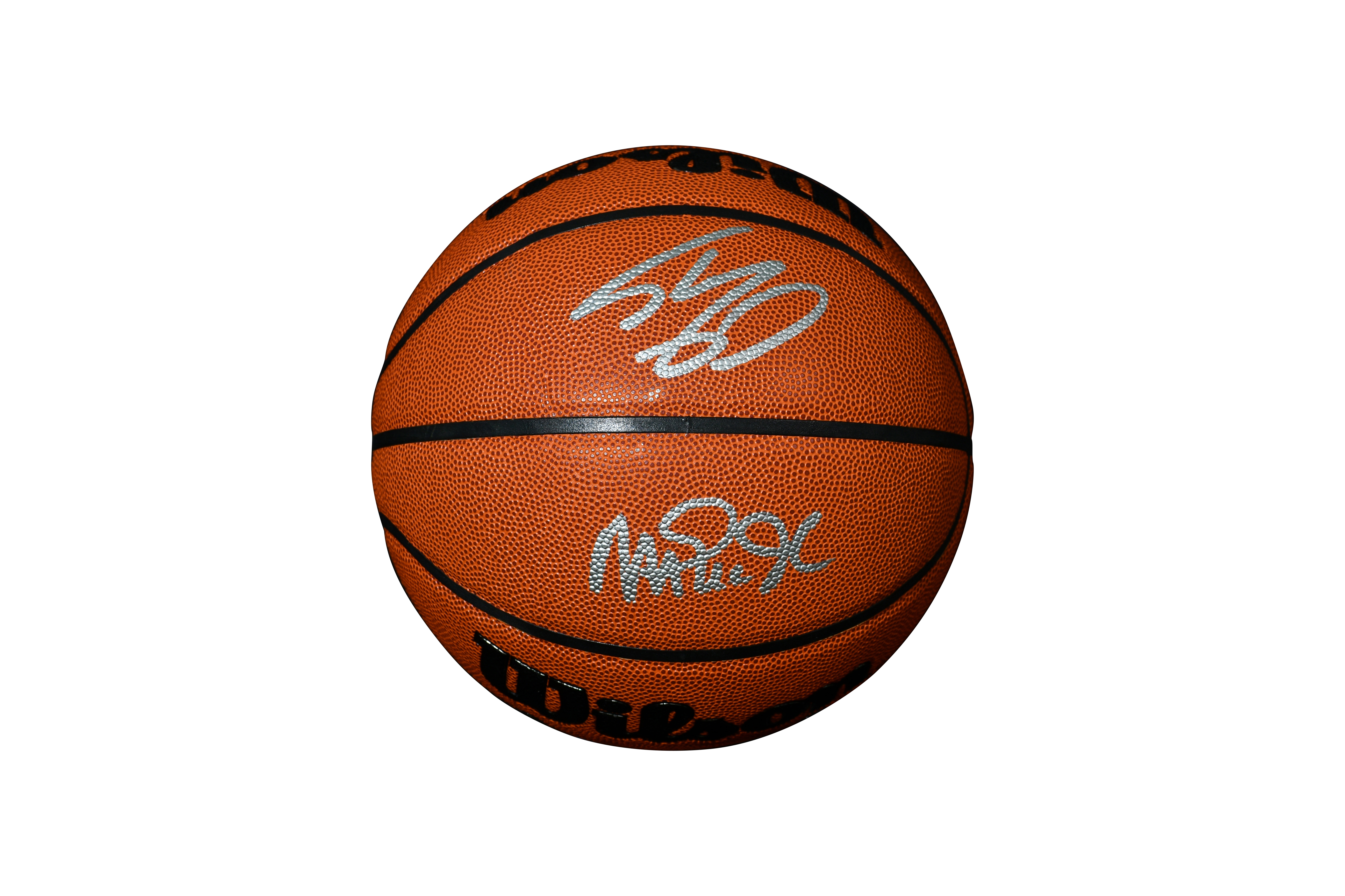 Magic Johnson & Shaquille O'Neal Signed NBA Basketball with Display Case