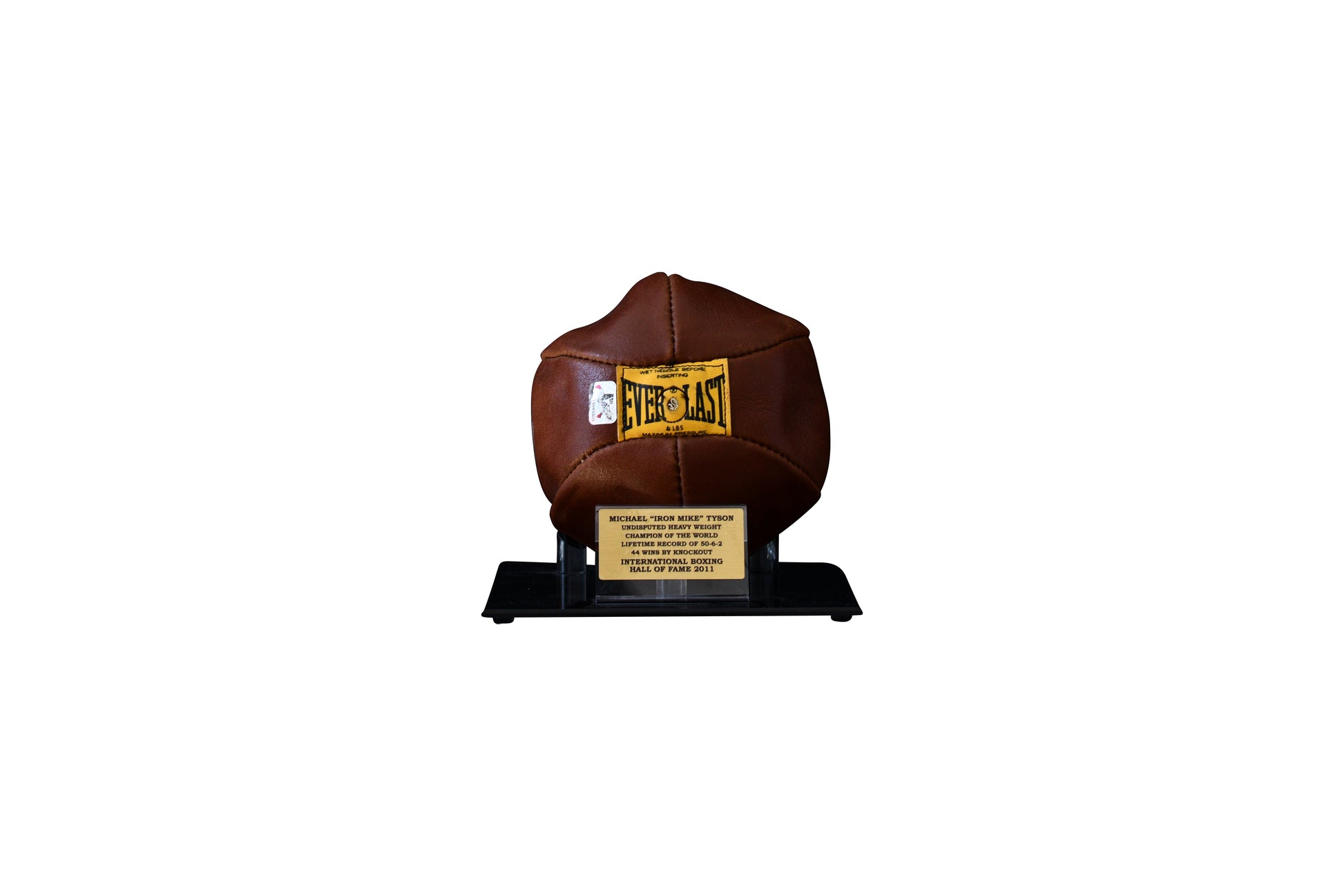 Mike Tyson Signed Vintage Speed Bag With Acrylic Display Stand & Name Plate Crtified by Mike Tyson authentic-signatures