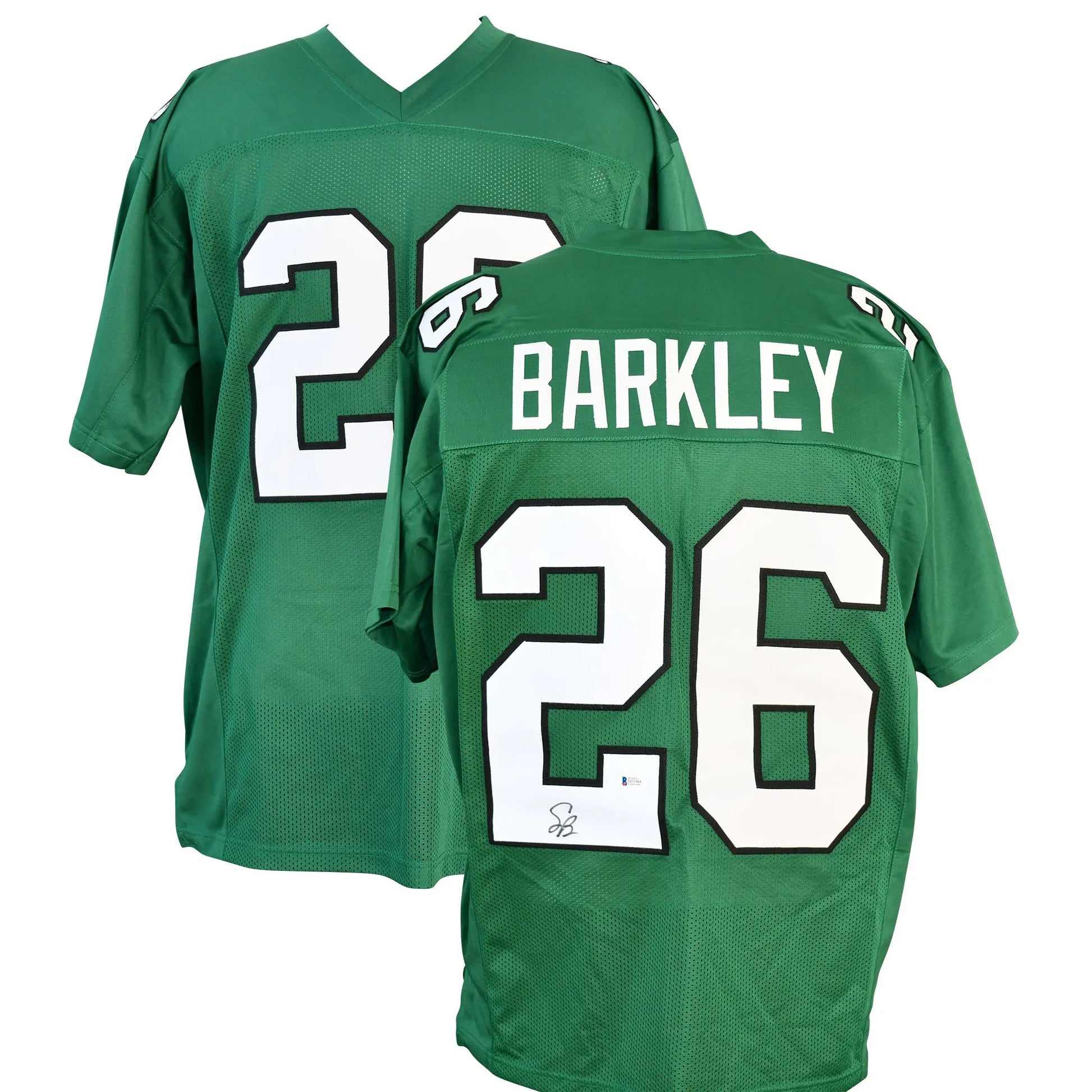 Saquon Barkley Signed Eagles Jersey. Certified by BECKETT authentic-signatures