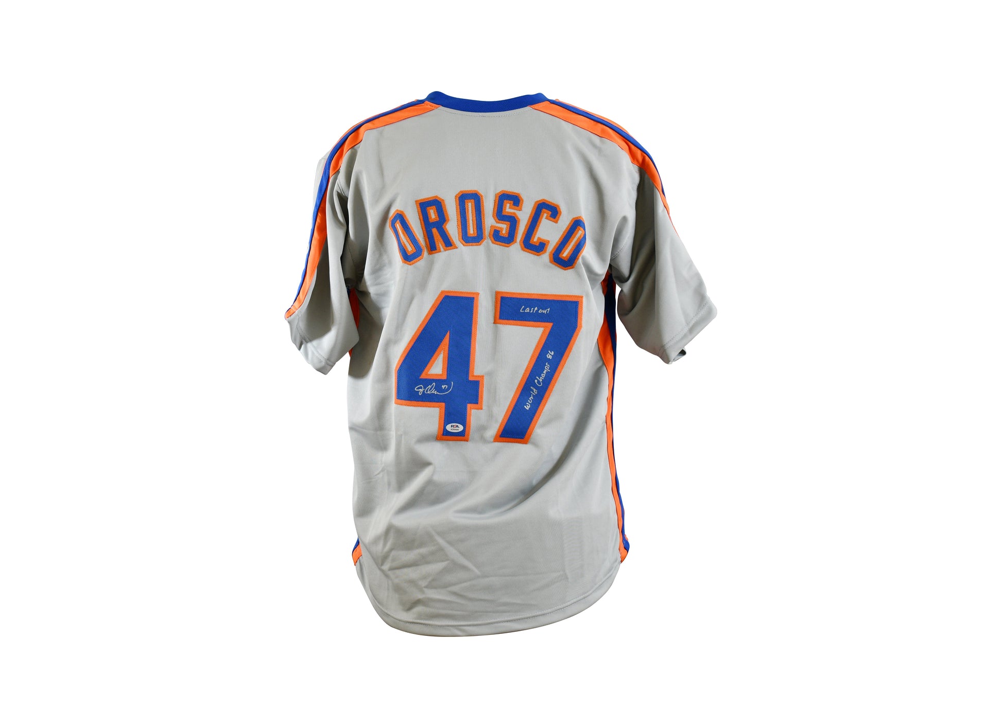 Jesse Orosco Signed New York Mets  Jersey Inscribed "Last Out" & "World Champs 86" authentic-signatures