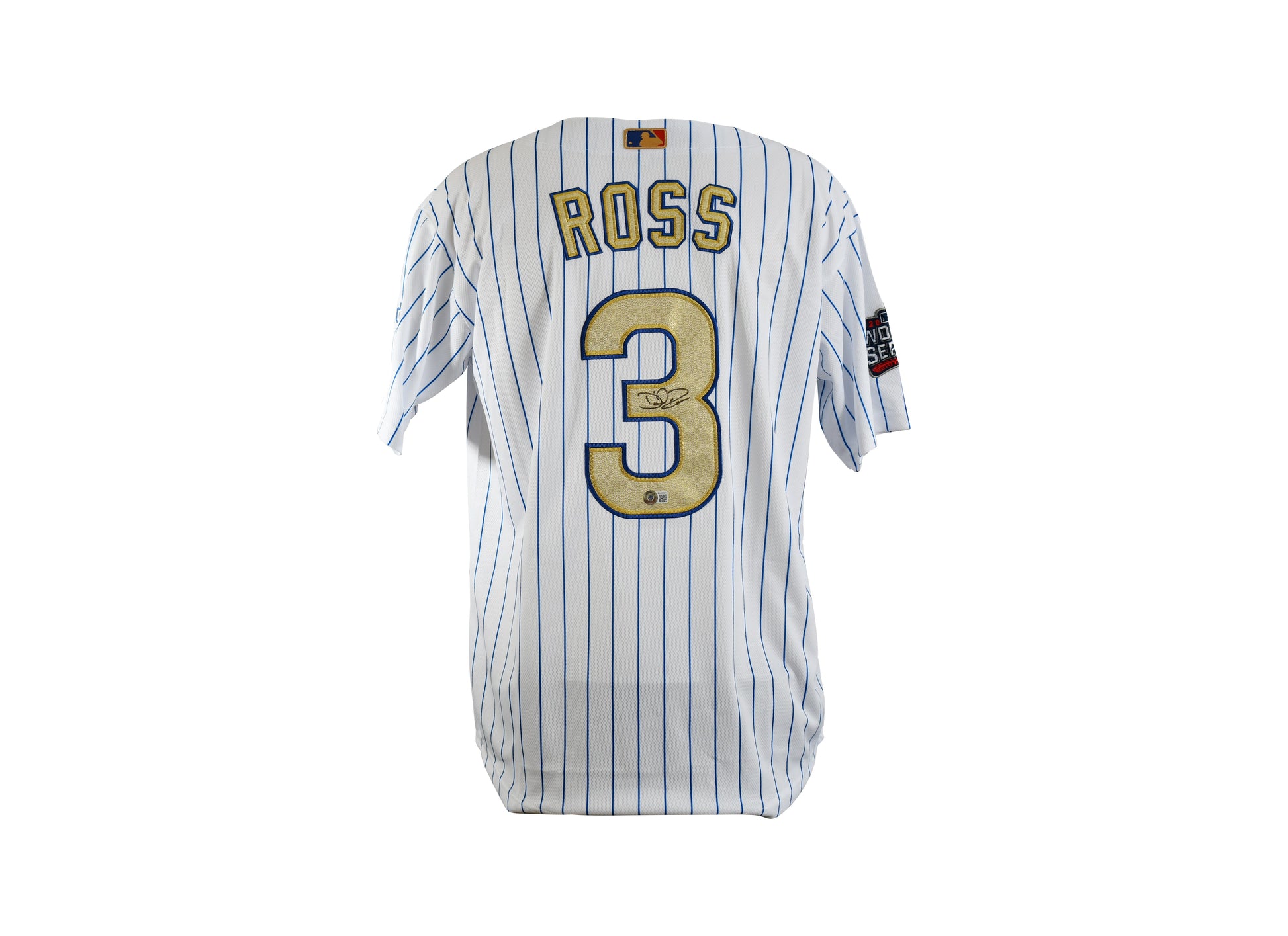 David Ross Signed Chicago Cubs Majestic Authentic Jersey With 2016 World Series Patch Certified by beckett authentic-signatures