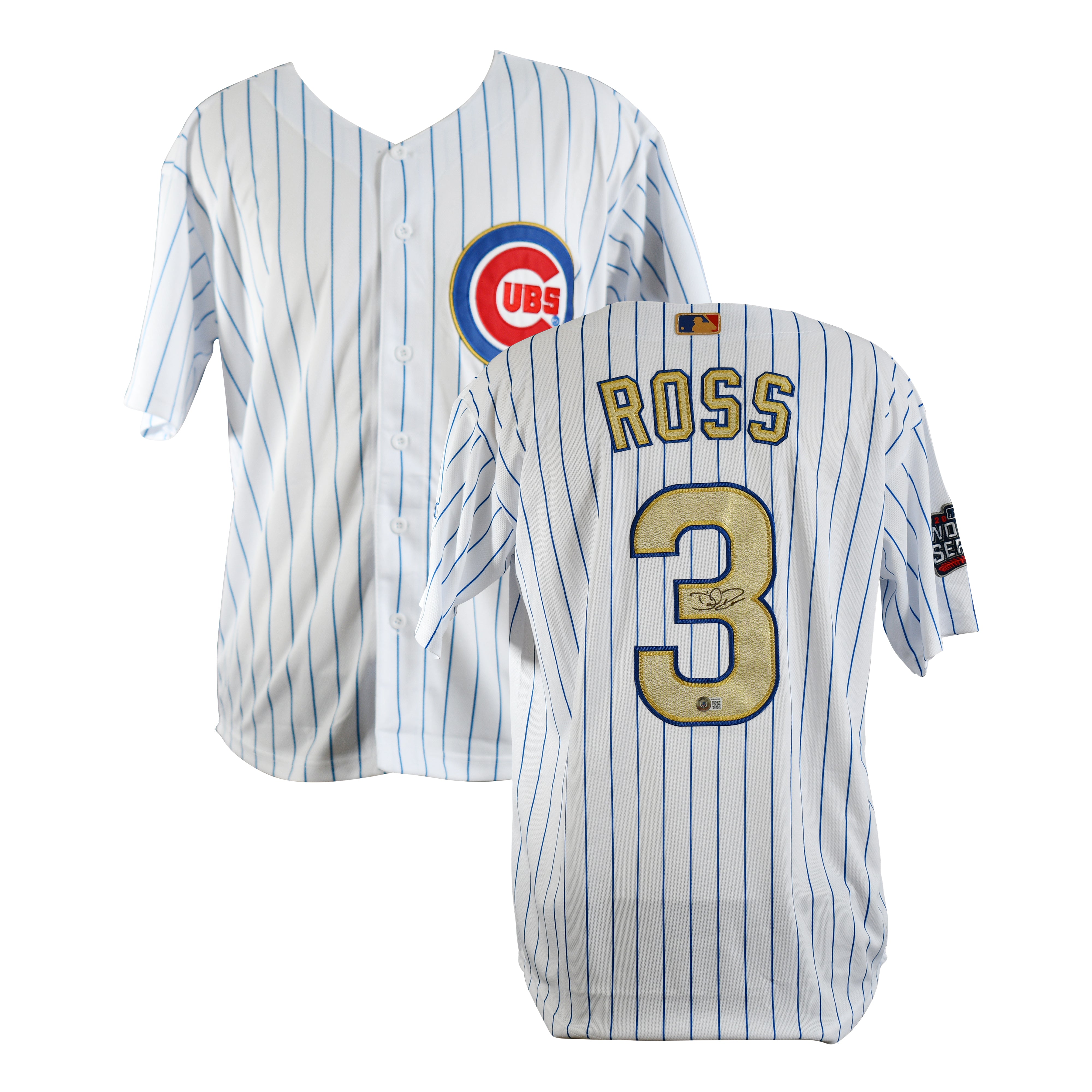 David Ross Signed Chicago Cubs Majestic Authentic Jersey With 2016 World Series Patch