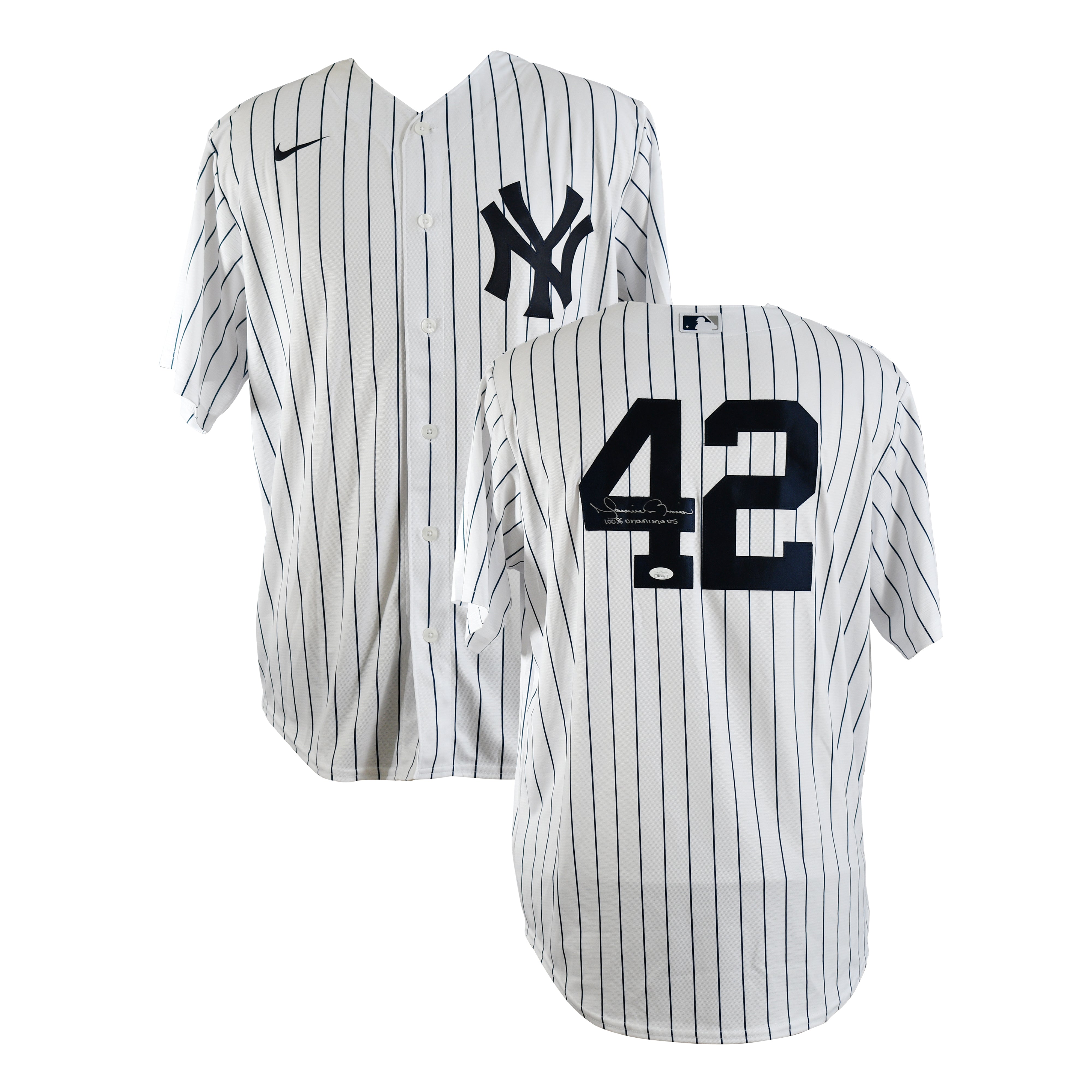 Mariano Rivera Signed New York Yankees Authentic Jersey with 2013 Commemorative Patch Inscribed "100% Unanimous"