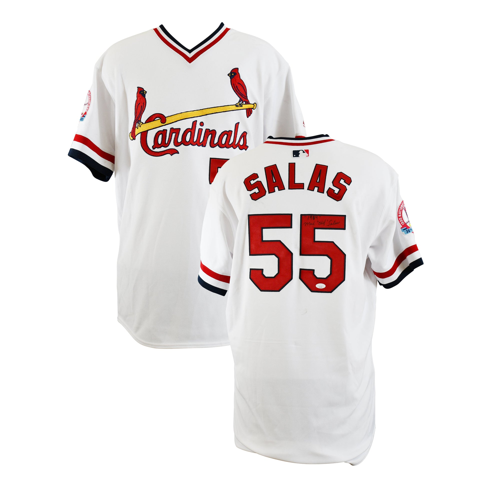 Fernando Salas Signed ST. Louis Cardinals Majestic Authentic Jersey Inscribed "1984" With 30th Anniversary Patch Certified by JSA authentic-signatures