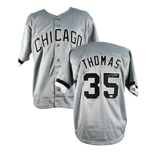 Frank Thomas Signed Grey White Sox Jersey.Certified by beckett authentic-signatures