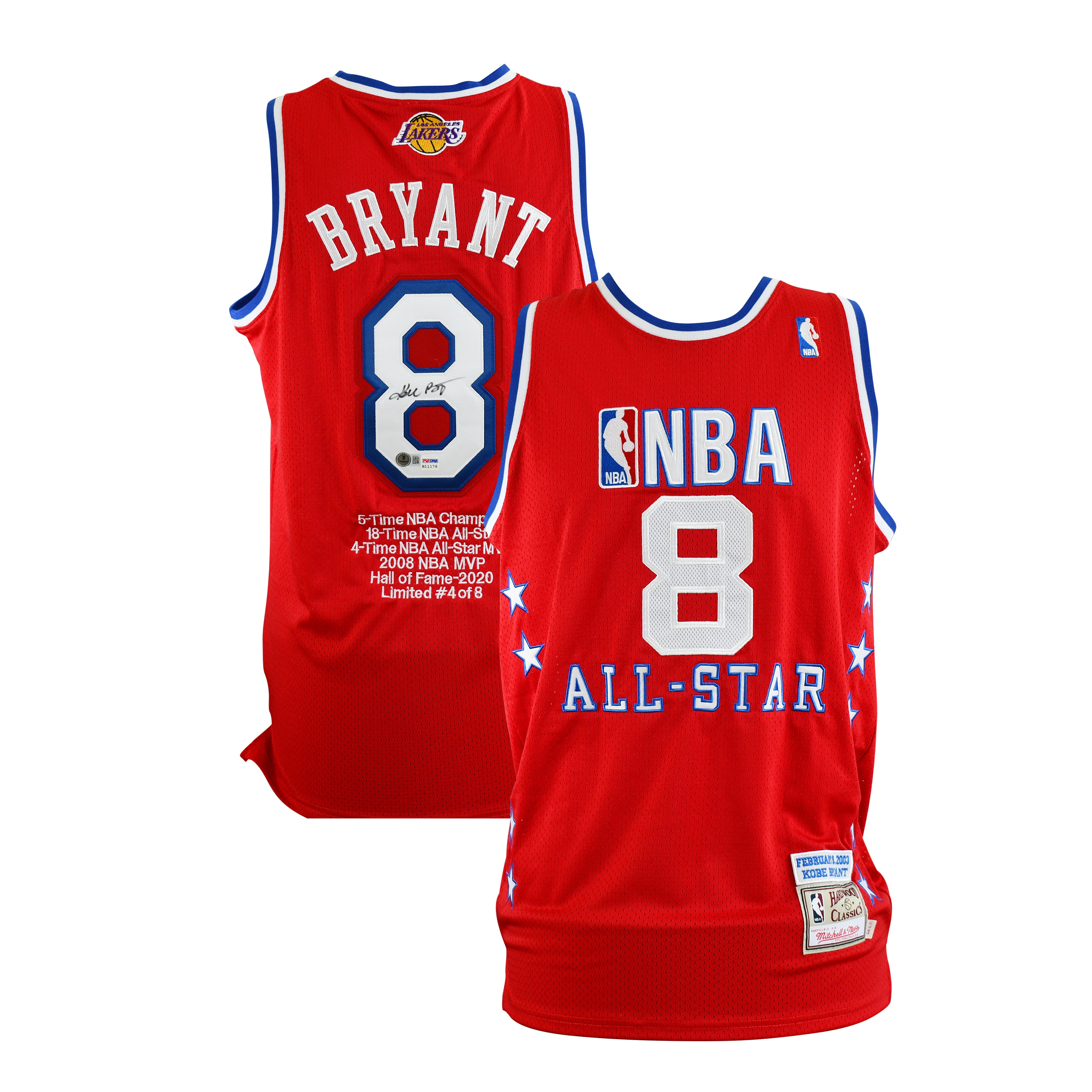 Kobe Bryant Signed LE 2003 All-Star Game Mitchell & Ness Jersey #4/8