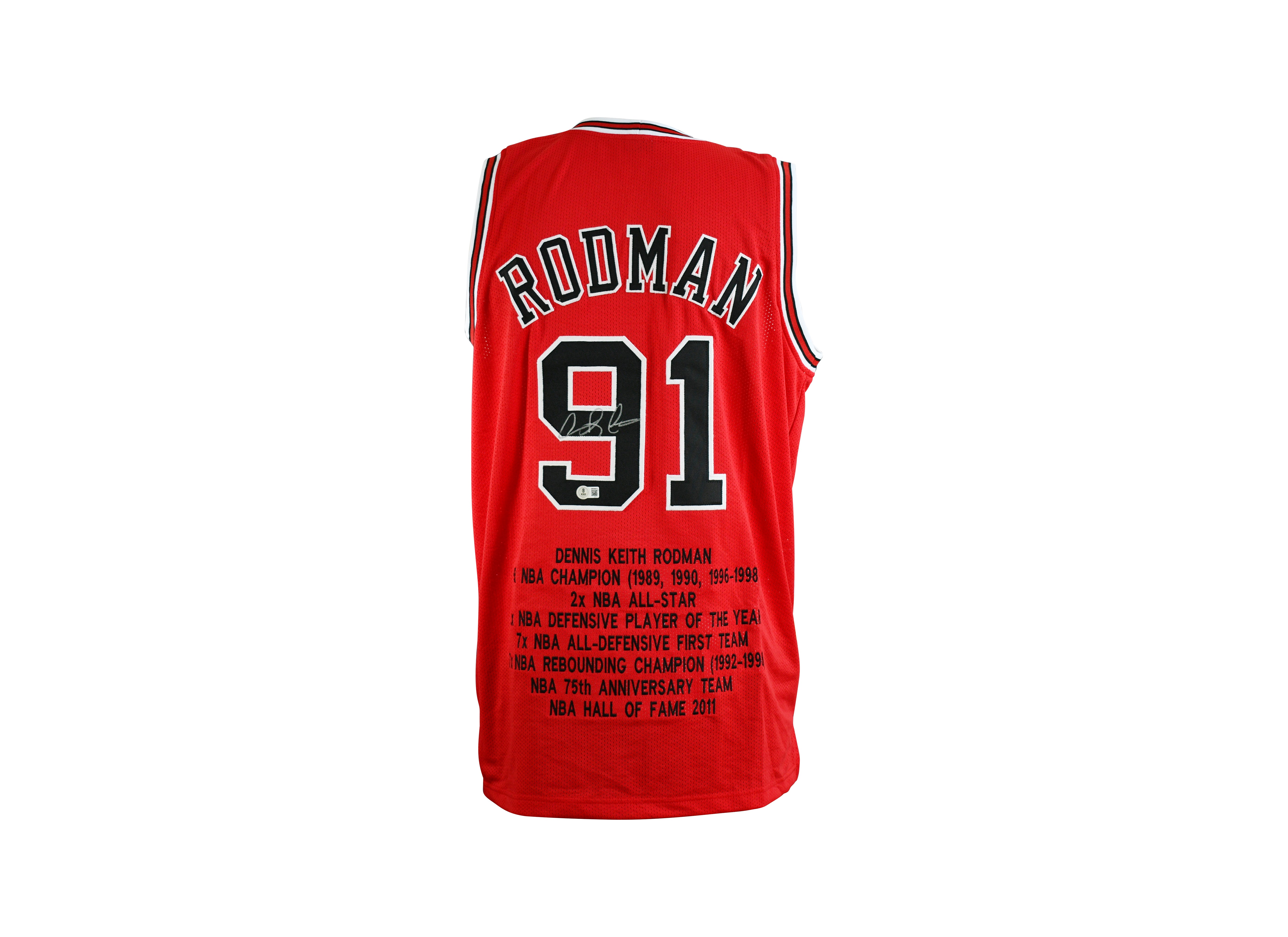Dennis Rodman Signed Chicago Bulls Career Highlight Stat Jersey
