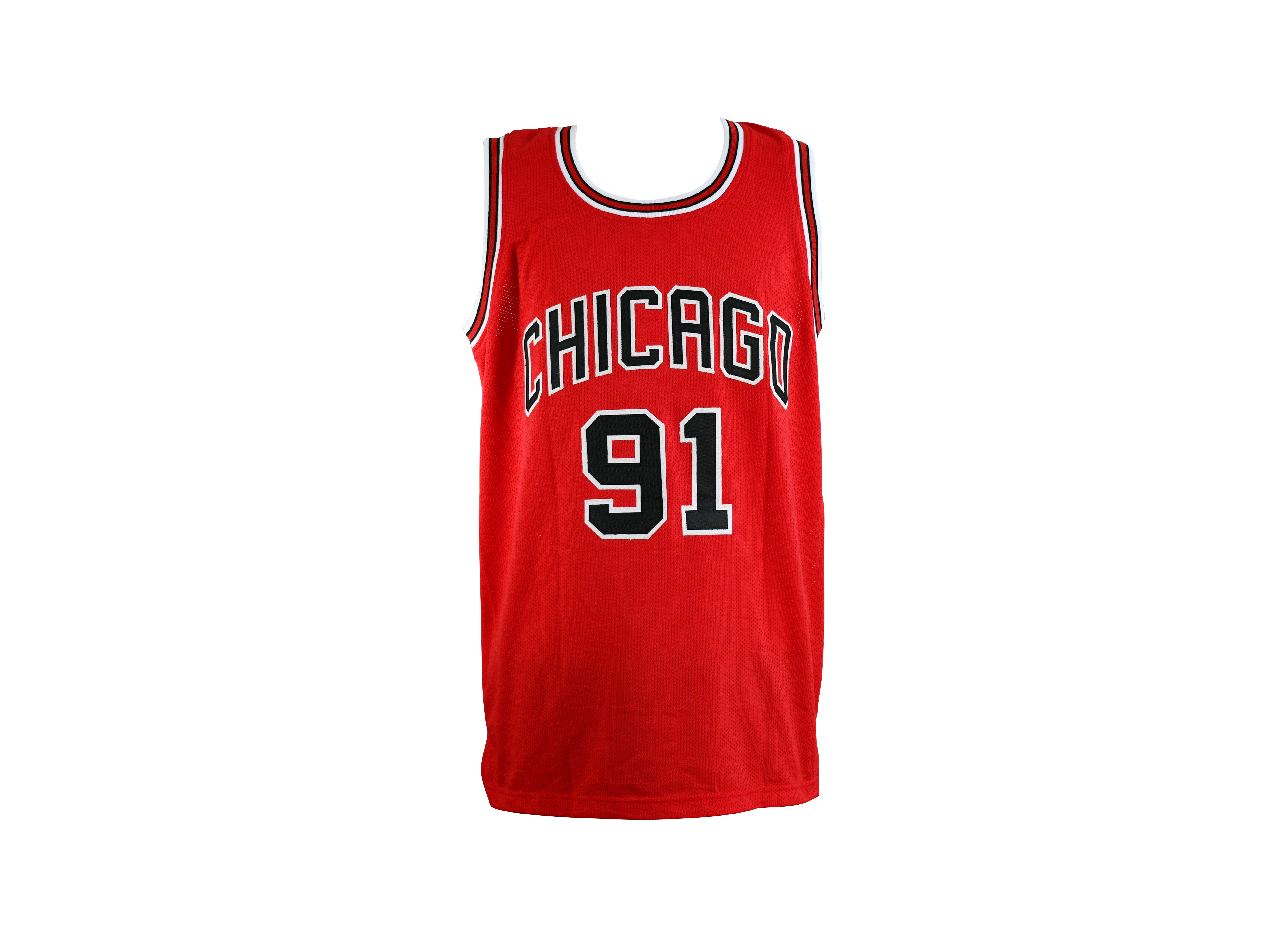 Dennis Rodman Signed Chicago Bulls Career Highlight Stat Jersey