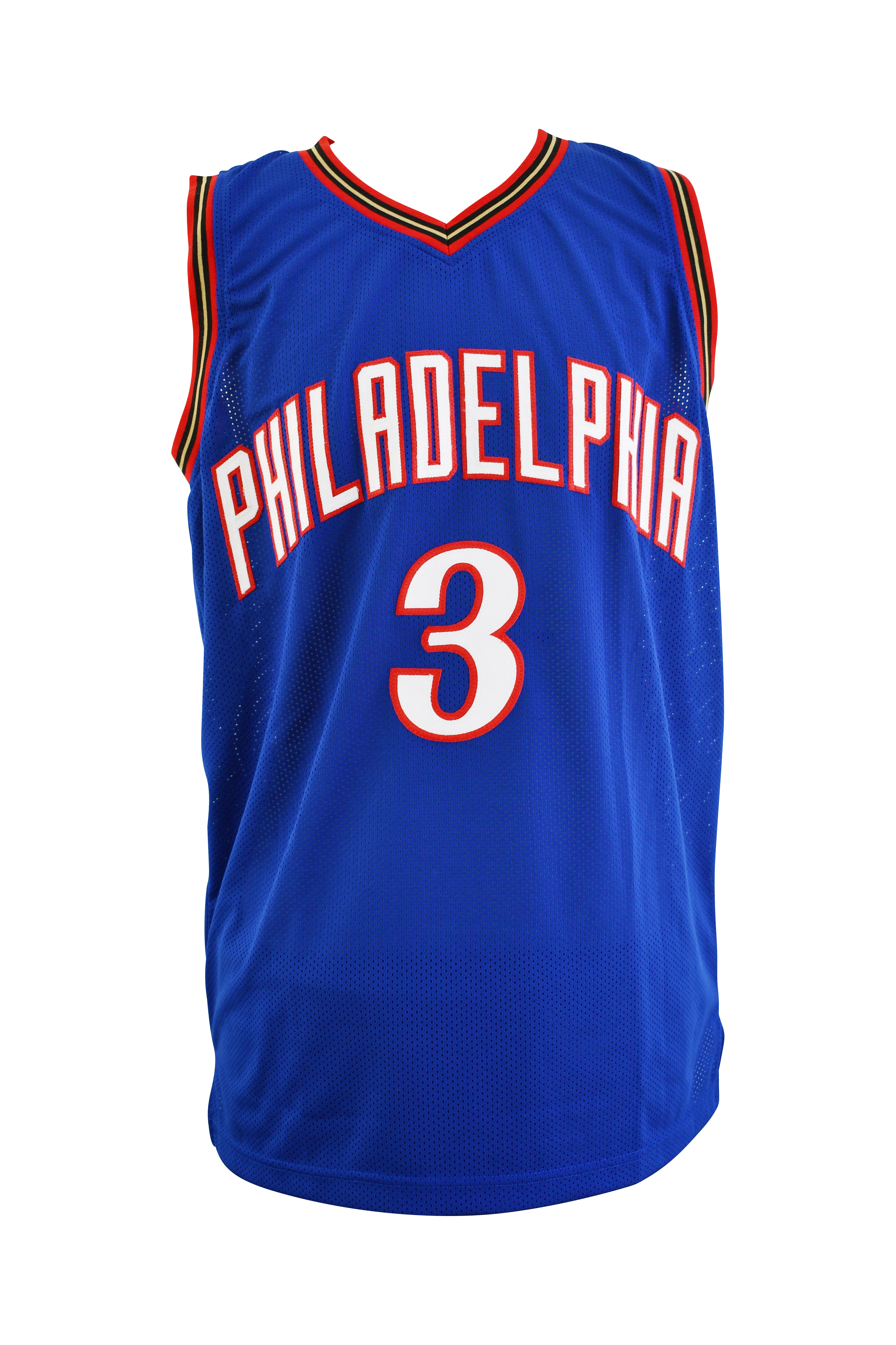 Allen Iverson Signed Philadelphia 76ers Career Highlight Stat Jersey