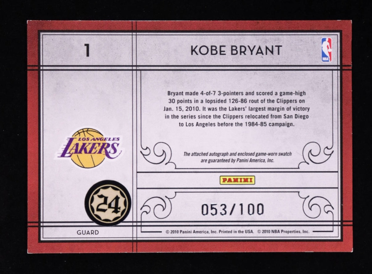 Kobe Bryant 2009-10 Timeless Treasures Materials Jerseys Ink #1
