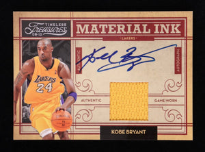CARTE EXCEPTIONNELLE Edition Limitée 53/100 comprenant Piece de Maillot de Match 24 porté et Signature de Kobe Bryant 2009-10 Timeless Treasures Materials Jerseys Ink #1 authentic-signatures