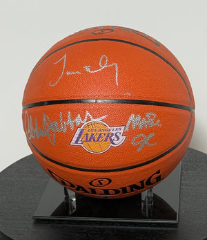 Showtime Lakers Basketball Authentique signe par Kareem Abdul Jabbar, James Worthy et Magic Johnson et certifie par Fanatics