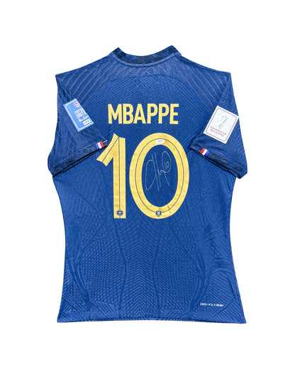 Maillot Domicile Equipe de France Finale Coupe du Monde 2022  signe par Killian Mbappe Certifie par PSA