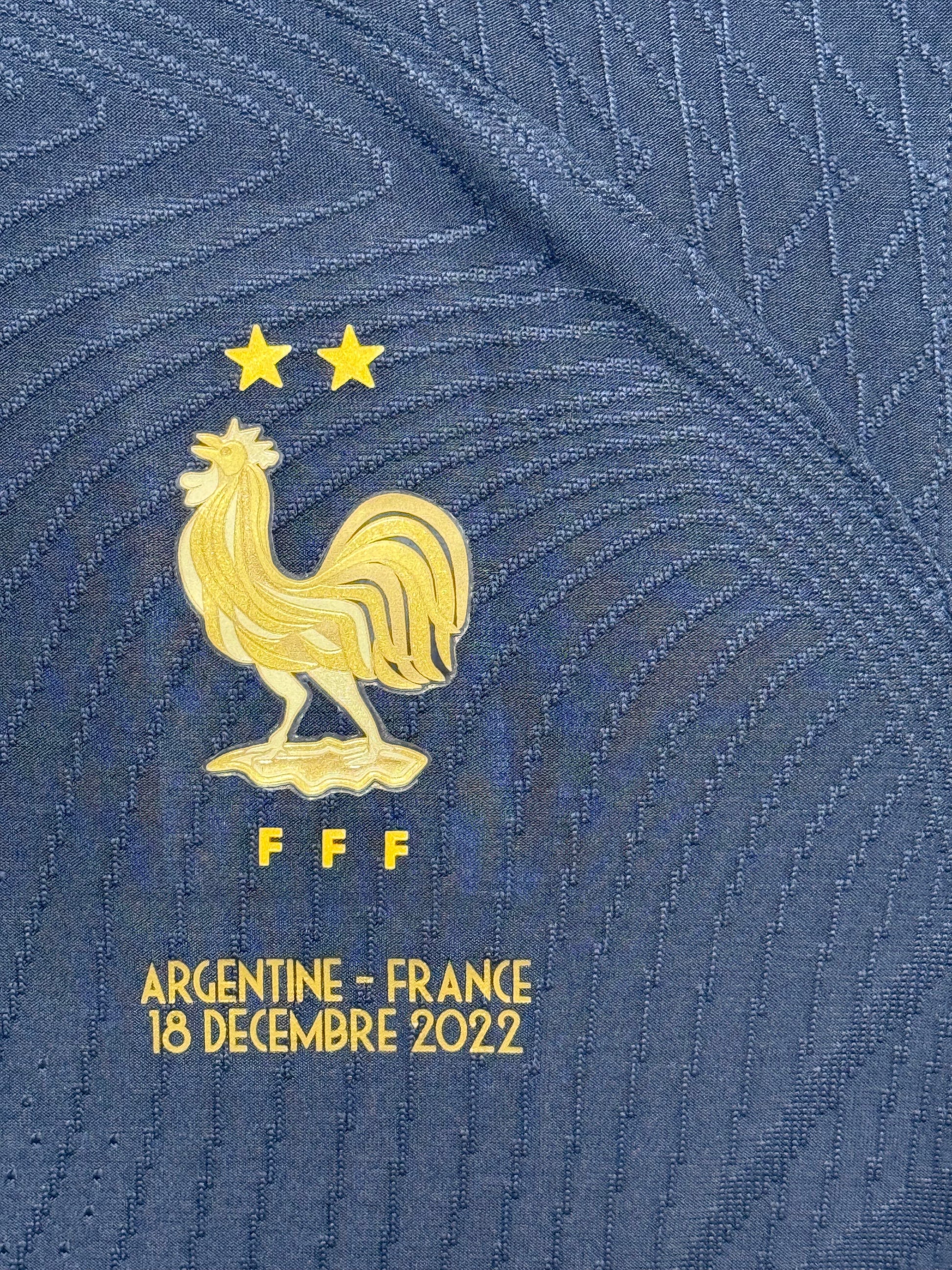 Maillot Domicile Equipe de France Finale Coupe du Monde 2022  signe par Killian Mbappe Certifie par PSA authentic-signatures
