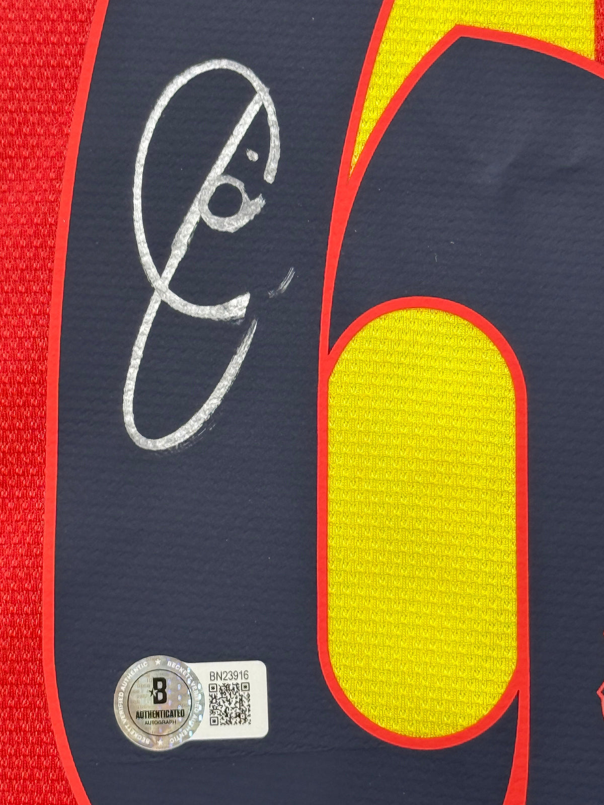 Xavi Hernandez Signed Away 2013-14 FC Barcelona Jersey, Certified by Beckett authentic-signatures Football Authentic Signa...
